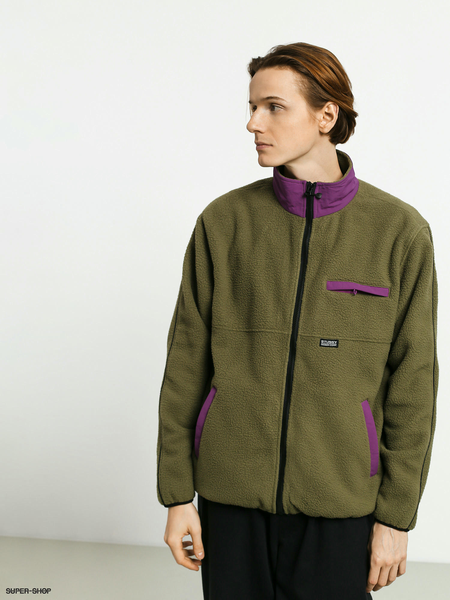 Download Stussy Nylon Mock Neck Jacket (olive)