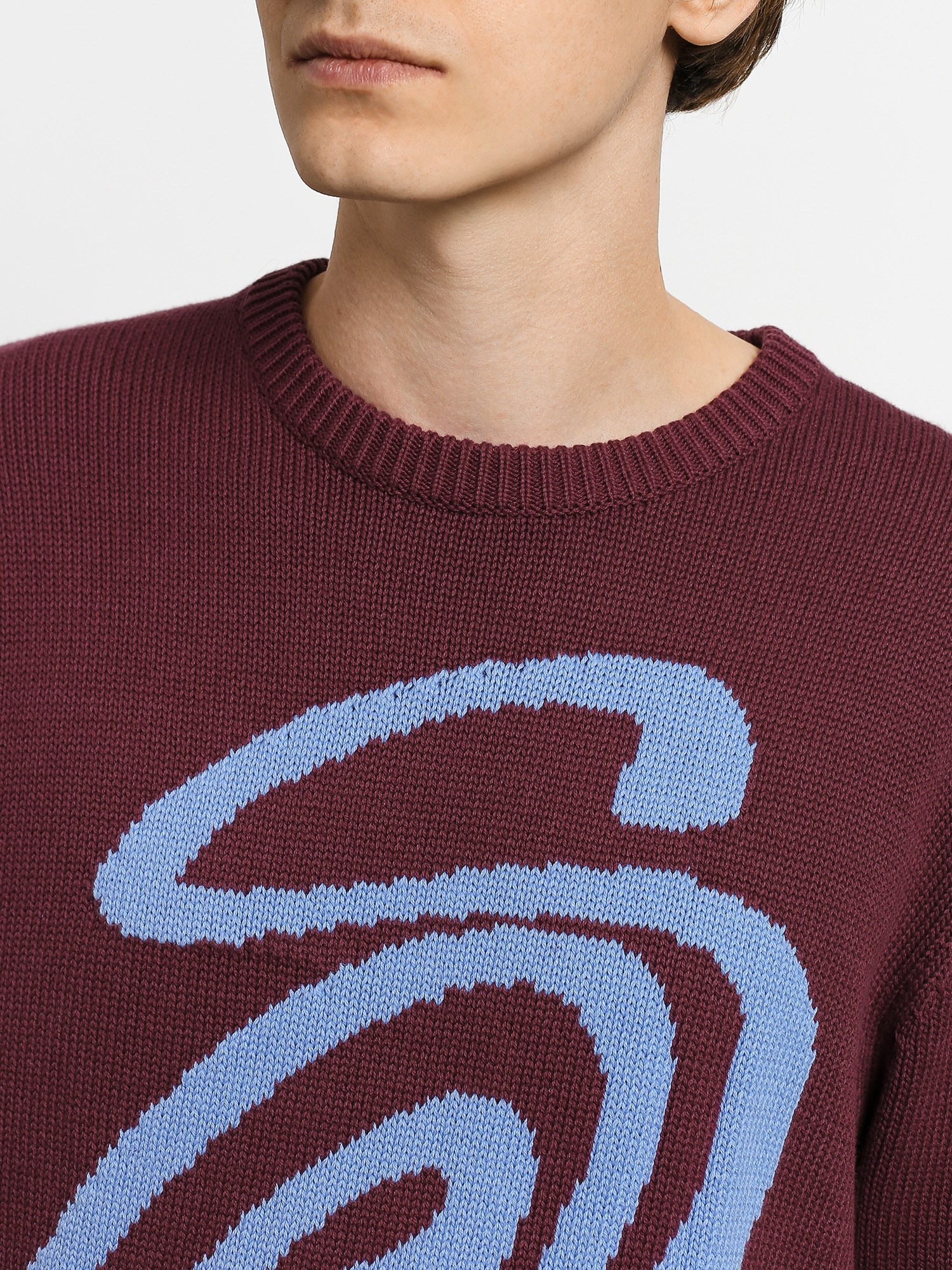 Stussy Curly S Sweater (burgundy)