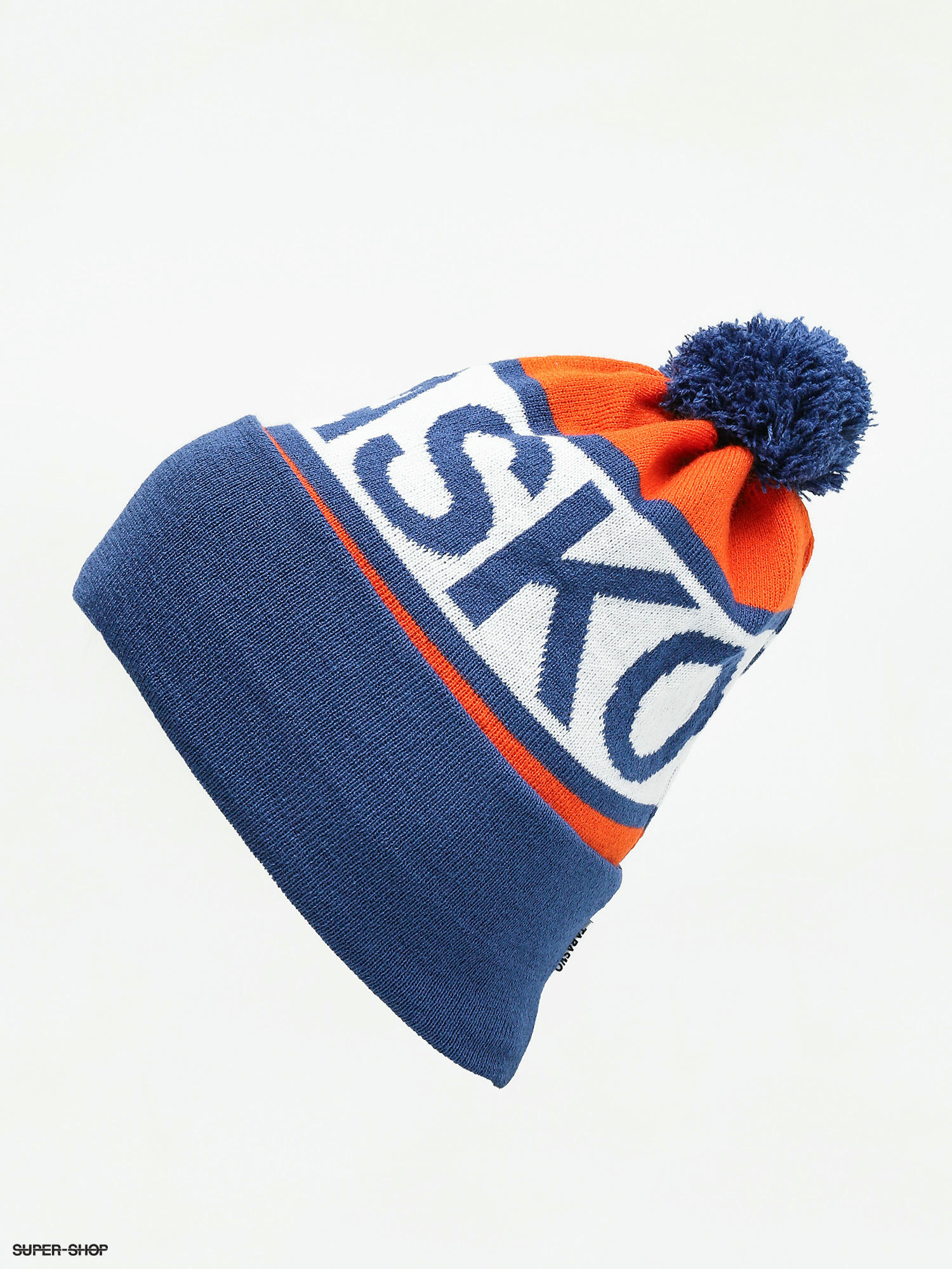 orange and blue beanie