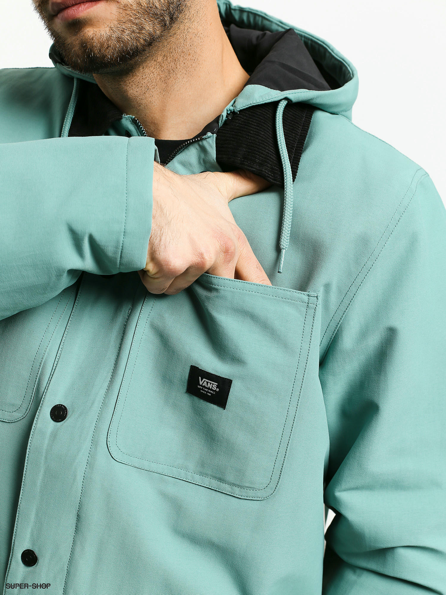 vans drill chore jacket in oil blue