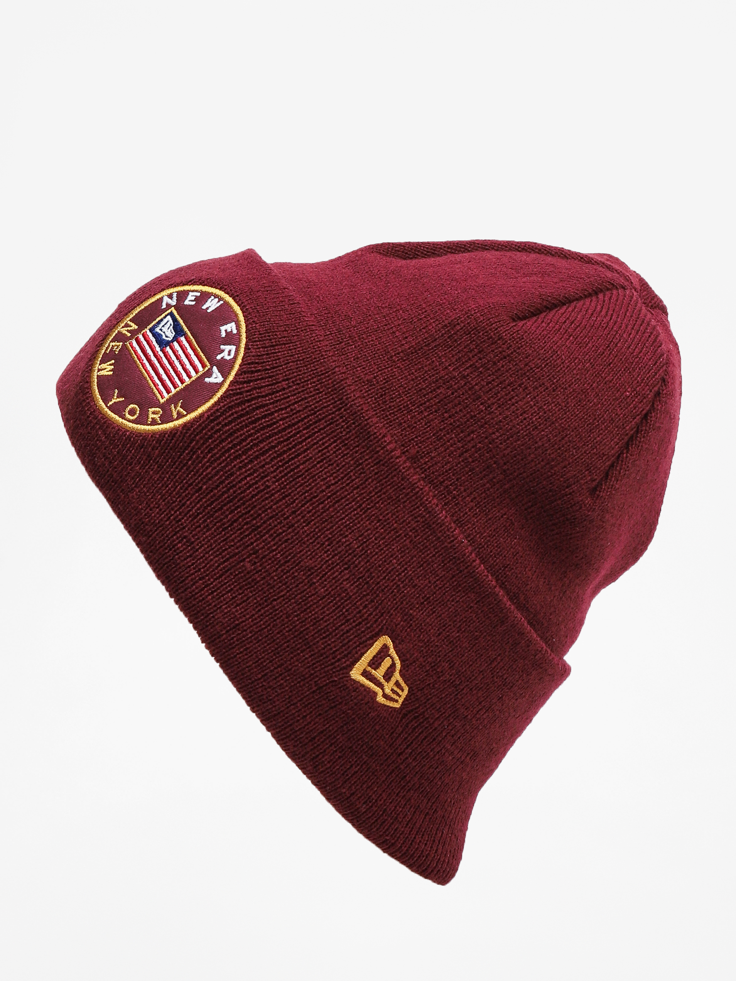 New Era Flagged Cuff Knit Beanie (maroon)