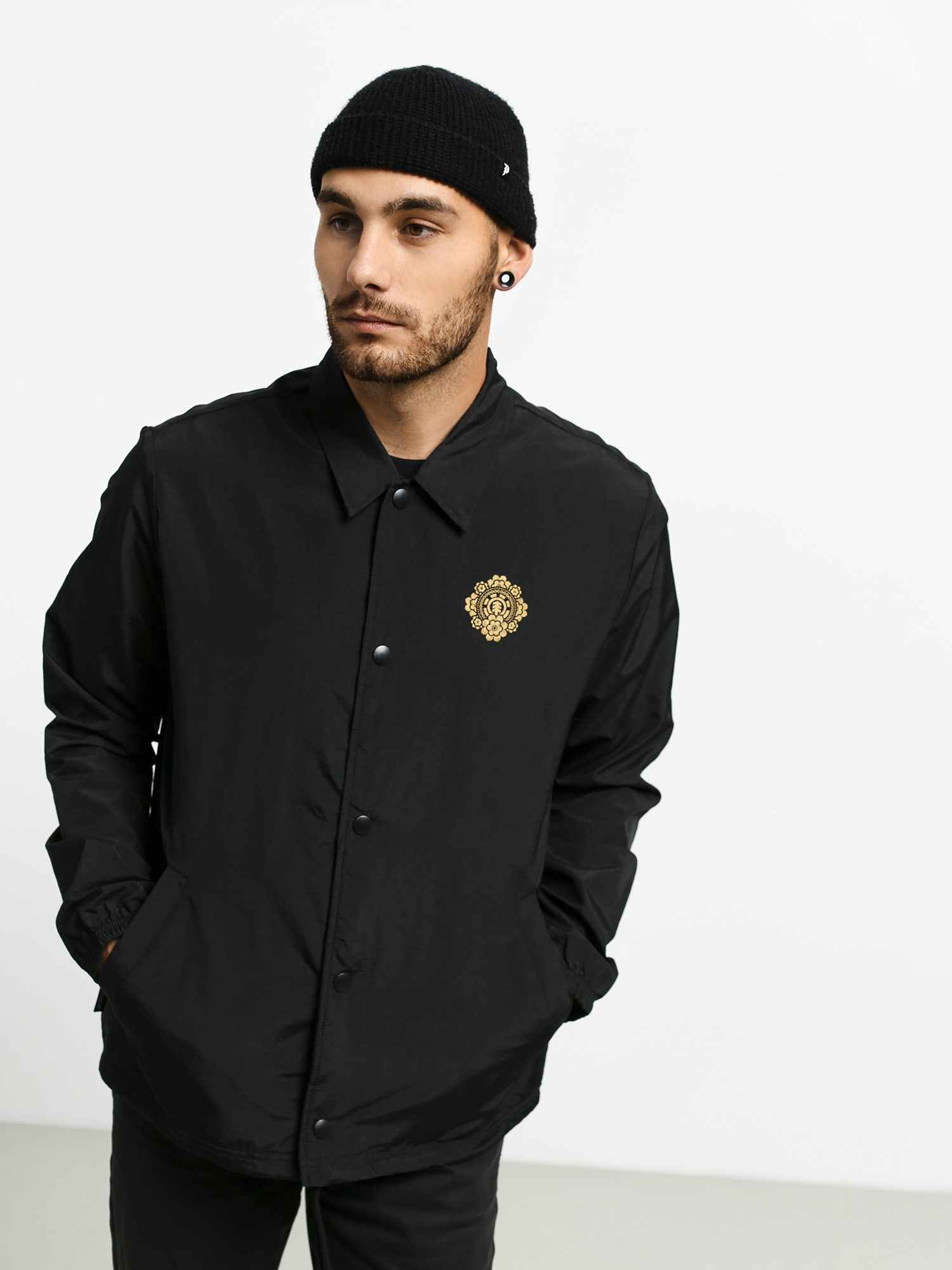 Element Skateboards Element Coach Jacket Element Skateborads Men's Size XXL  Travel Well Windbreaker Black