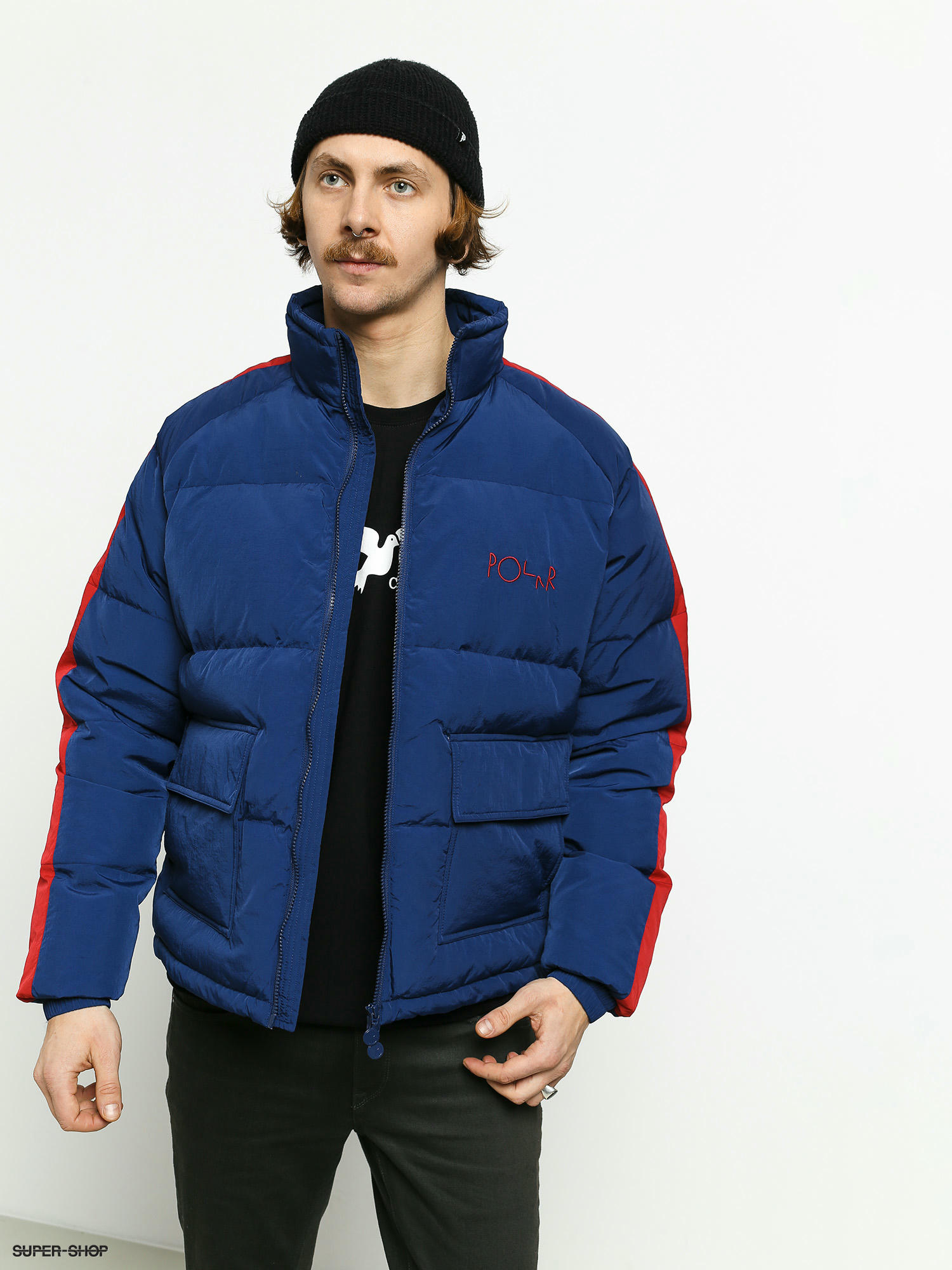 Polar Skate Stripe Puffer Jacket (navy/red)