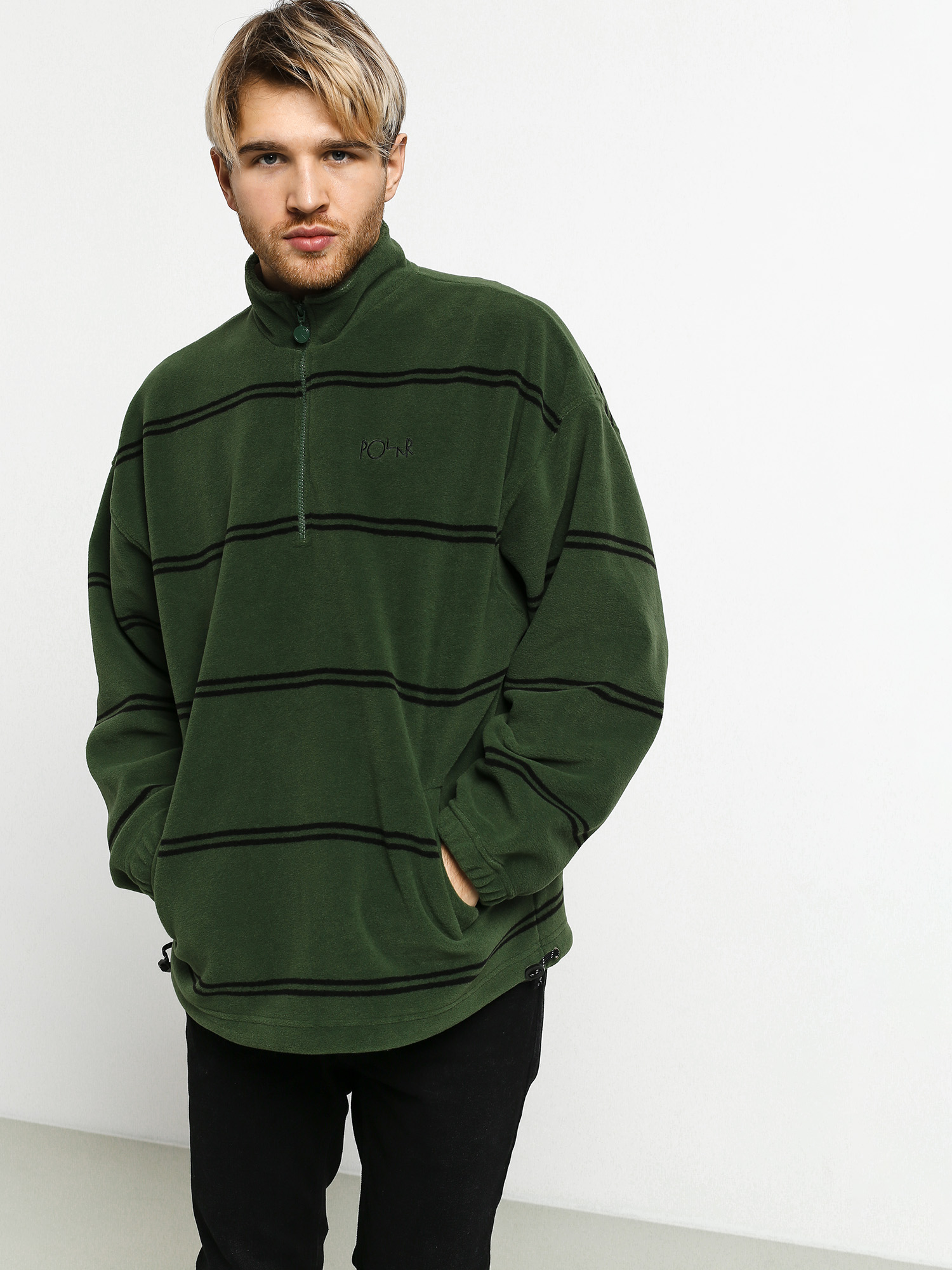 Mens Polar Skate Striped Fleece Pullover 2.0 Fleece (olive)