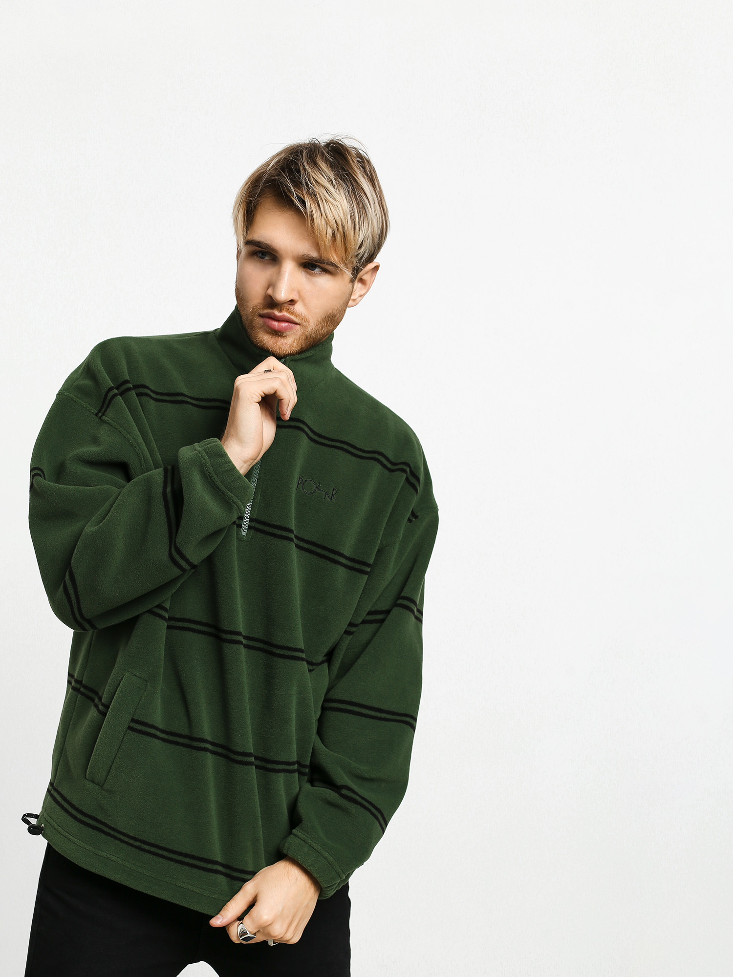 Mens Polar Skate Striped Fleece Pullover 2.0 Fleece (olive)