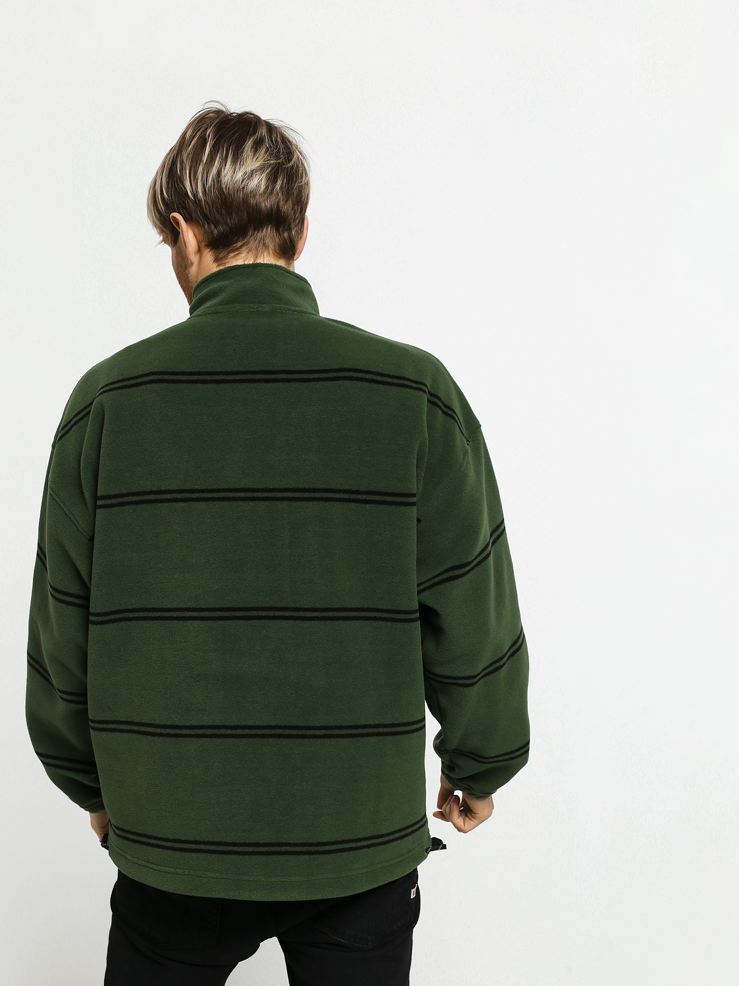 Mens Polar Skate Striped Fleece Pullover 2.0 Fleece (olive)