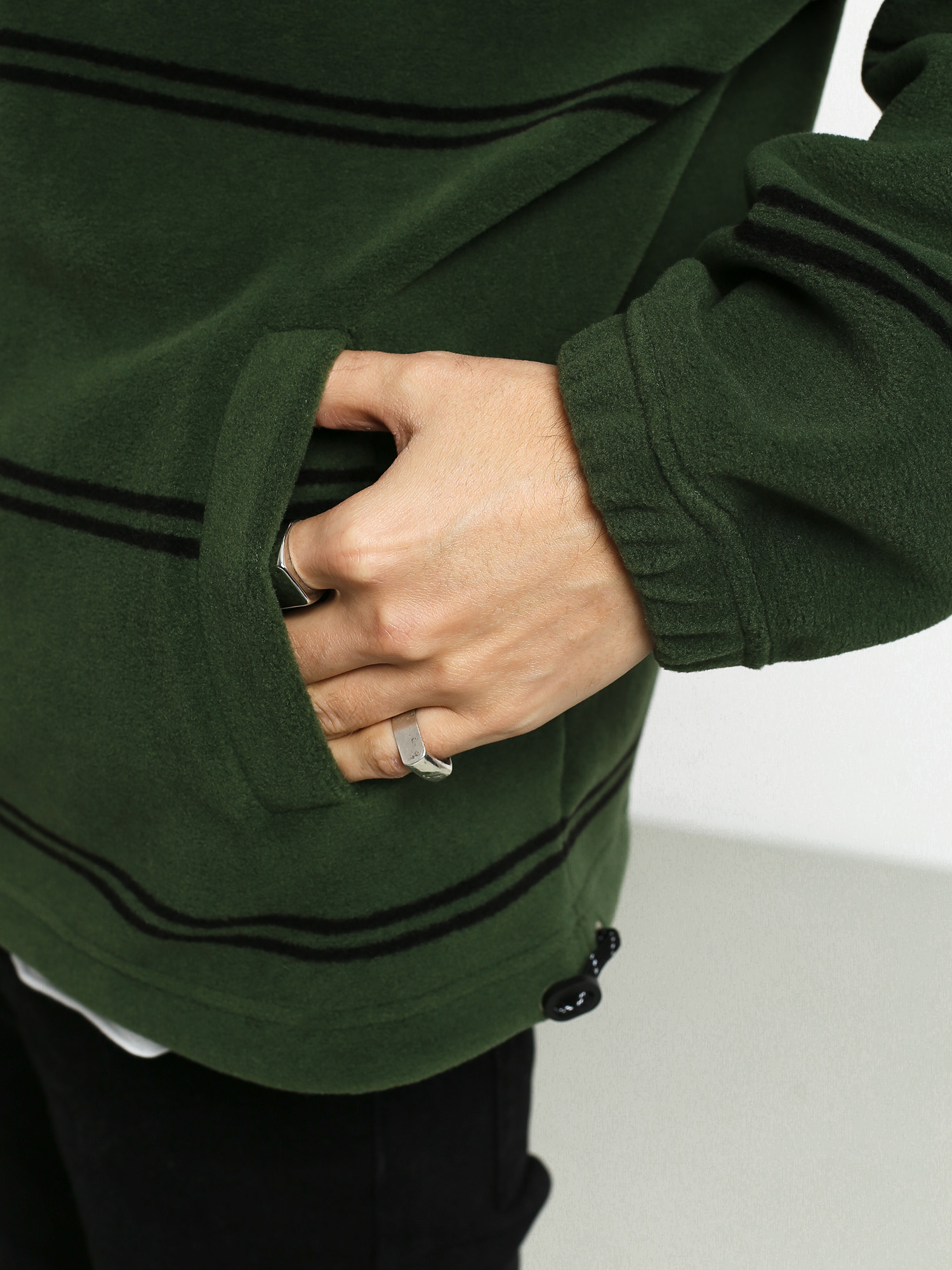 Mens Polar Skate Striped Fleece Pullover 2.0 Fleece (olive)