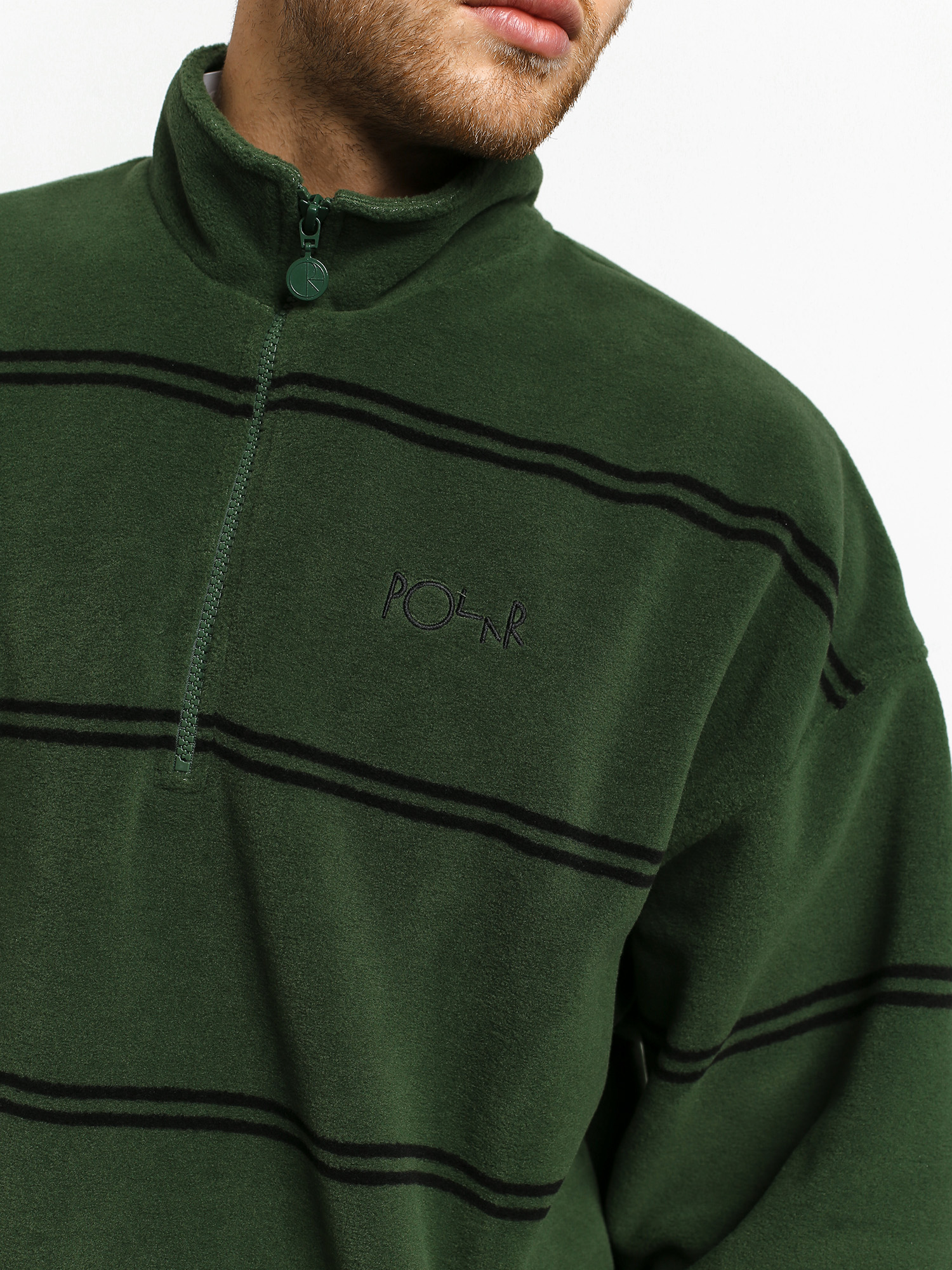 Mens Polar Skate Striped Fleece Pullover 2.0 Fleece (olive)