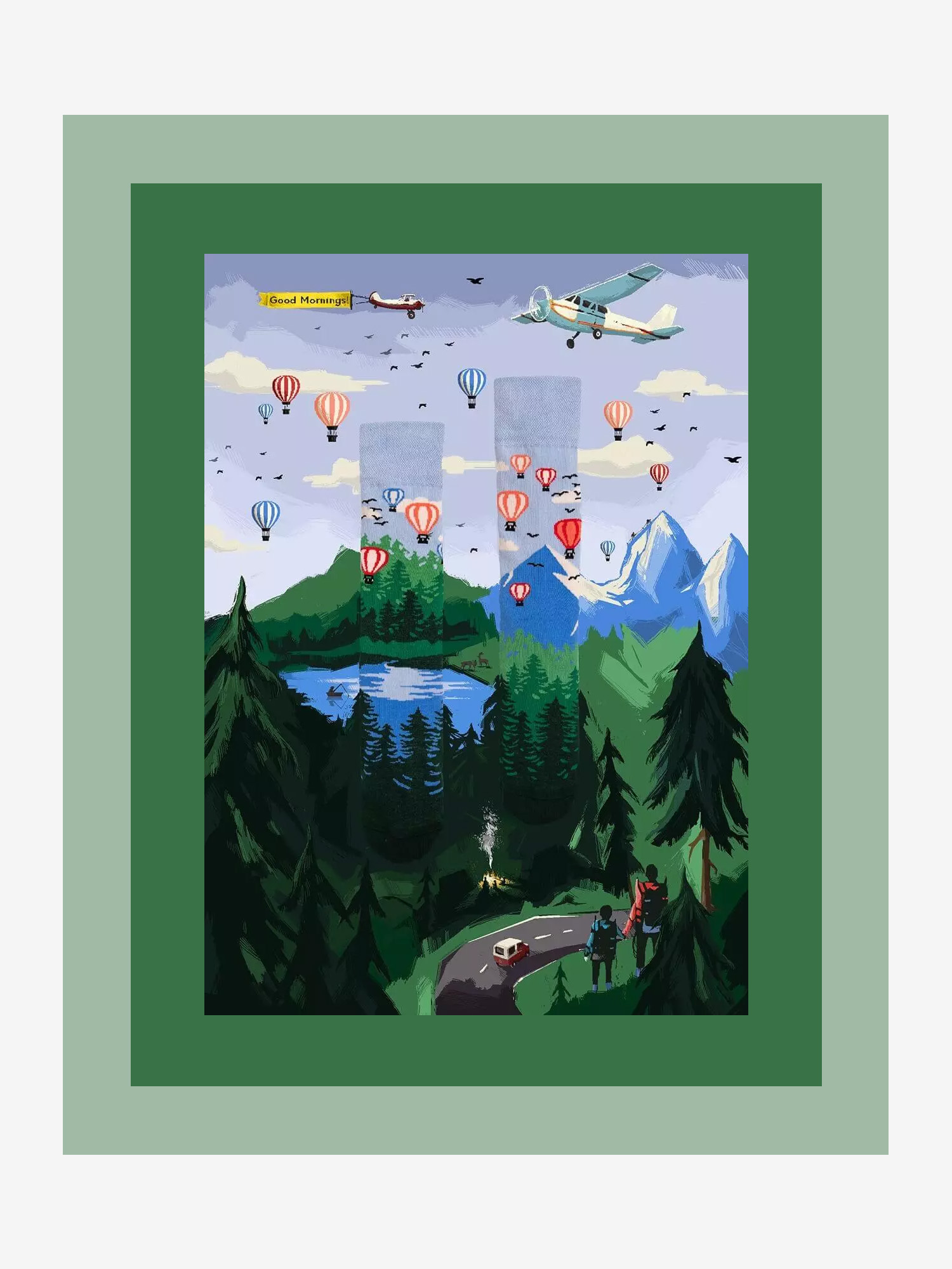 Many Mornings Socks Adventure Balloon (blue/green)