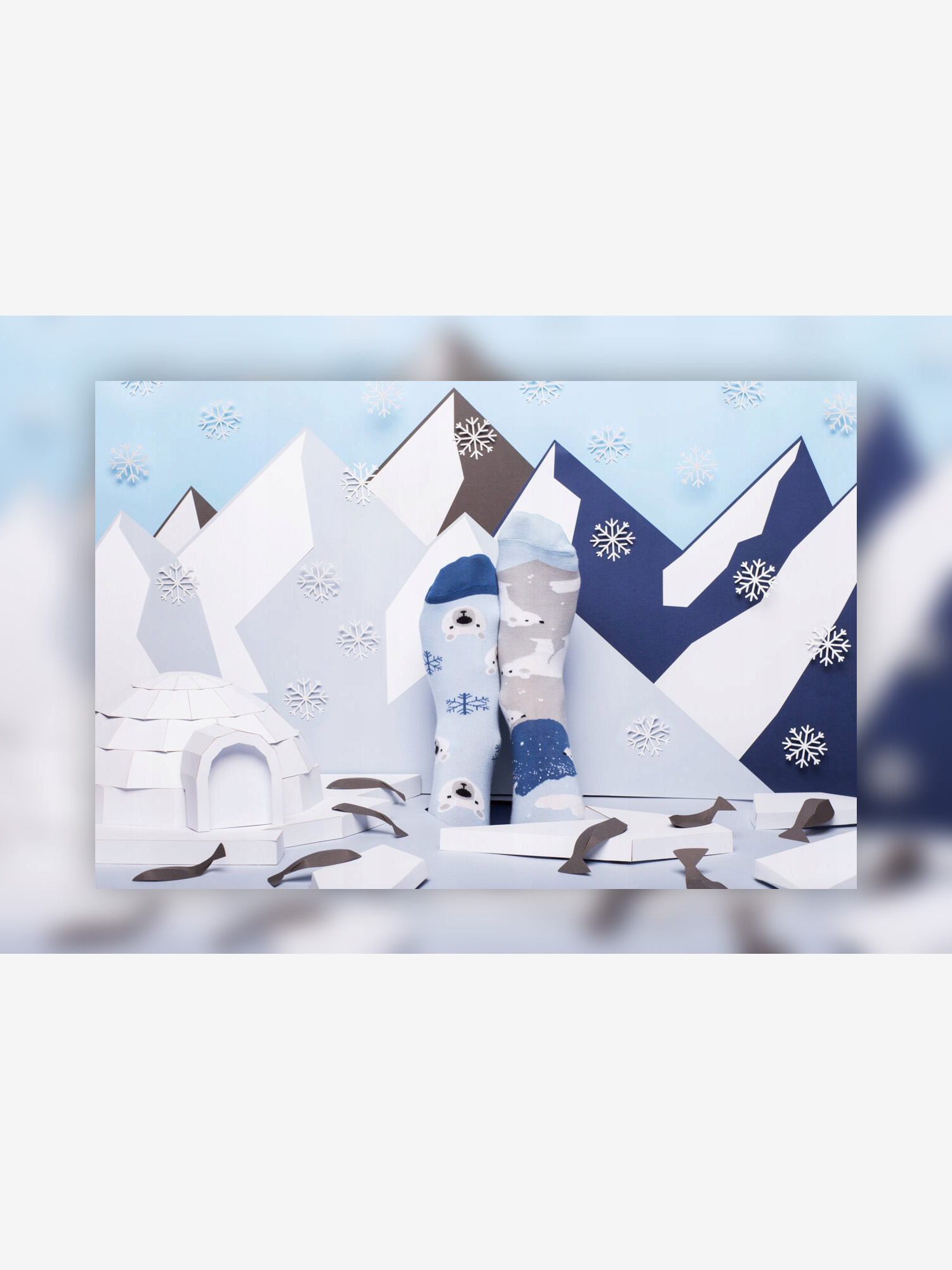 Many Mornings Polar Bear Socks (navy/light blue)