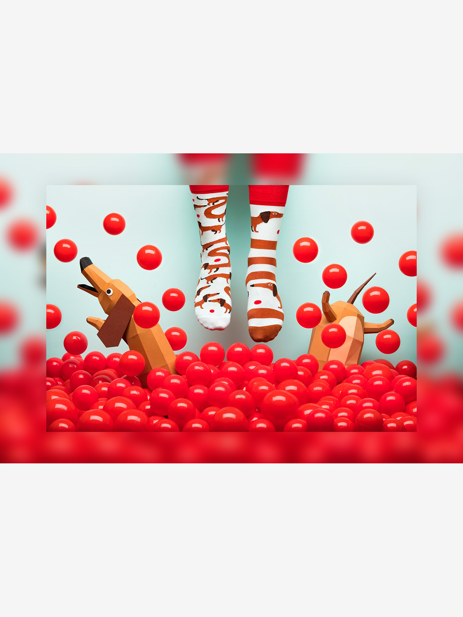 Many Mornings Sausage Dog Socks (light blue/brown)