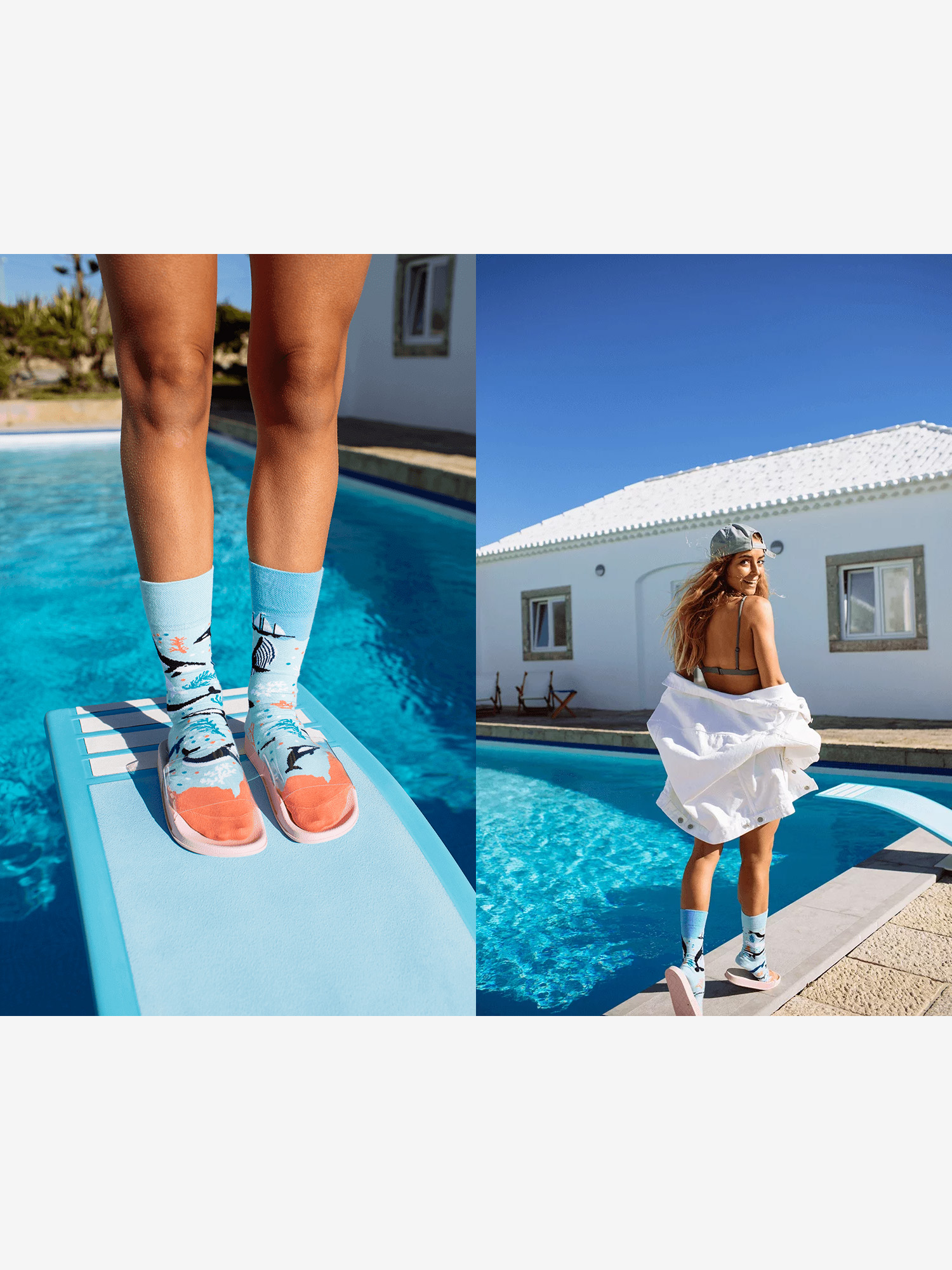 Many Mornings Ocean Life Socks (light blue)