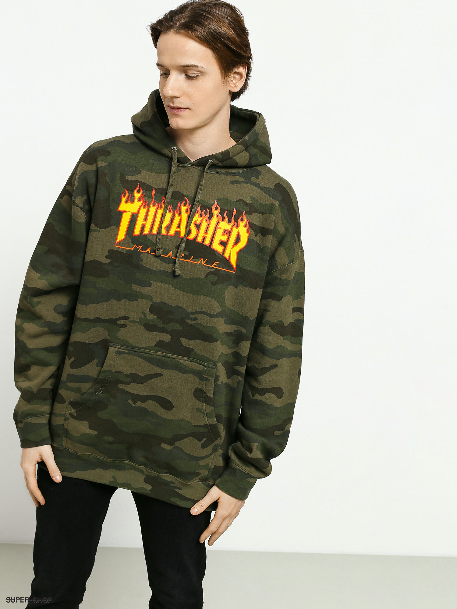 Thrasher Flame HD Hoodie camo forest camo