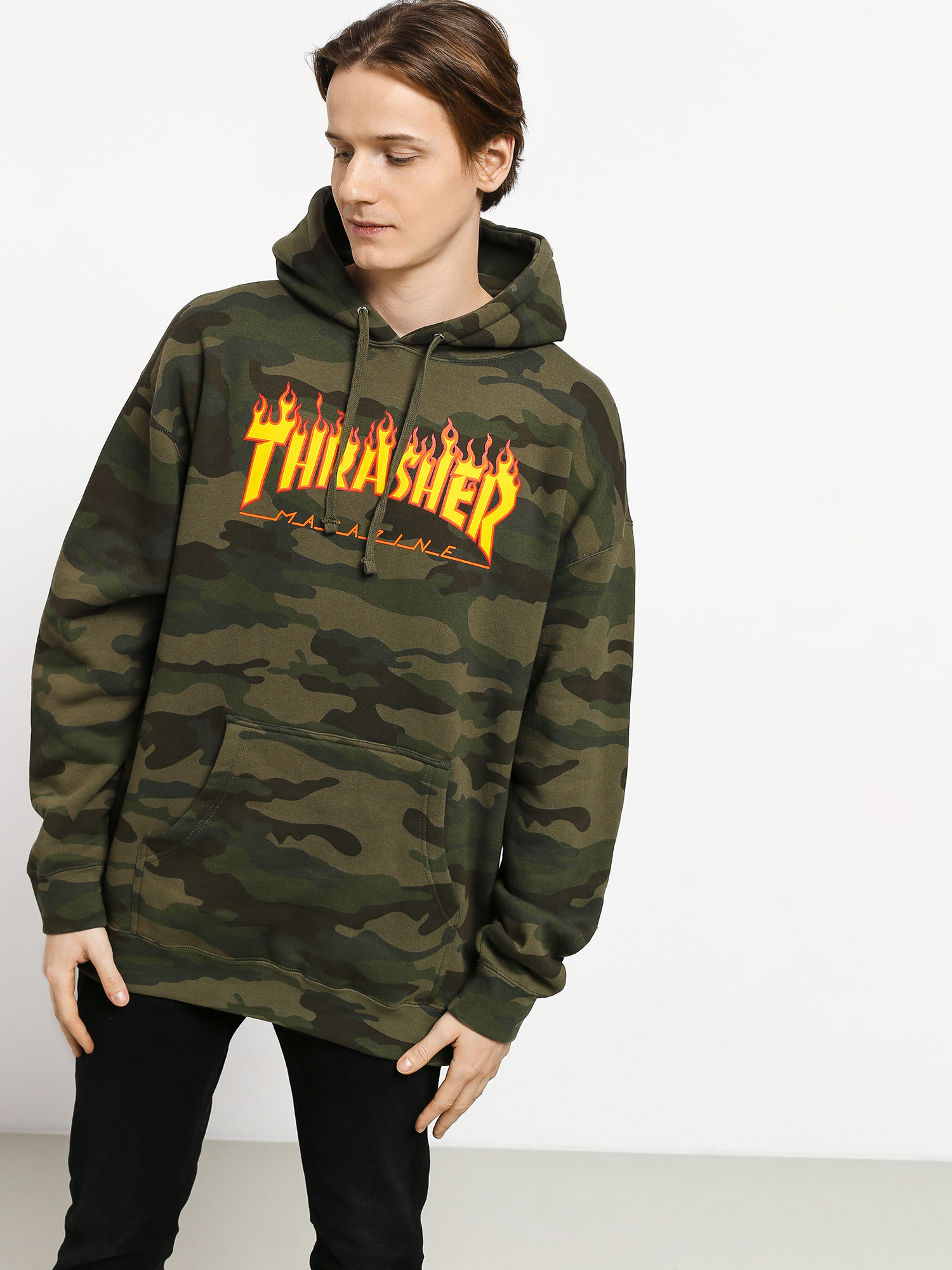 Thrasher Flame HD Hoodie (forest camo)