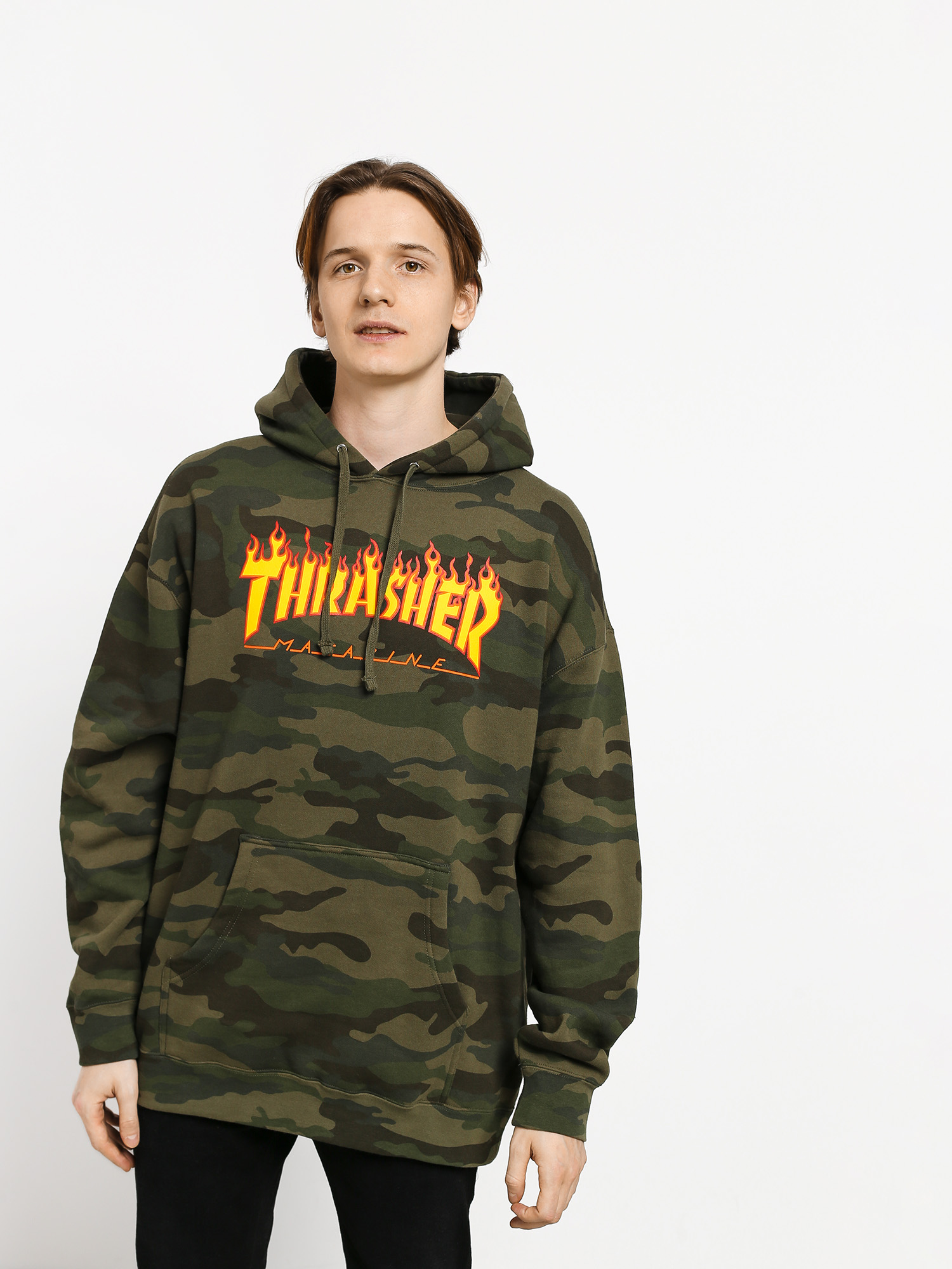 Thrasher Flame HD Hoodie (forest camo)
