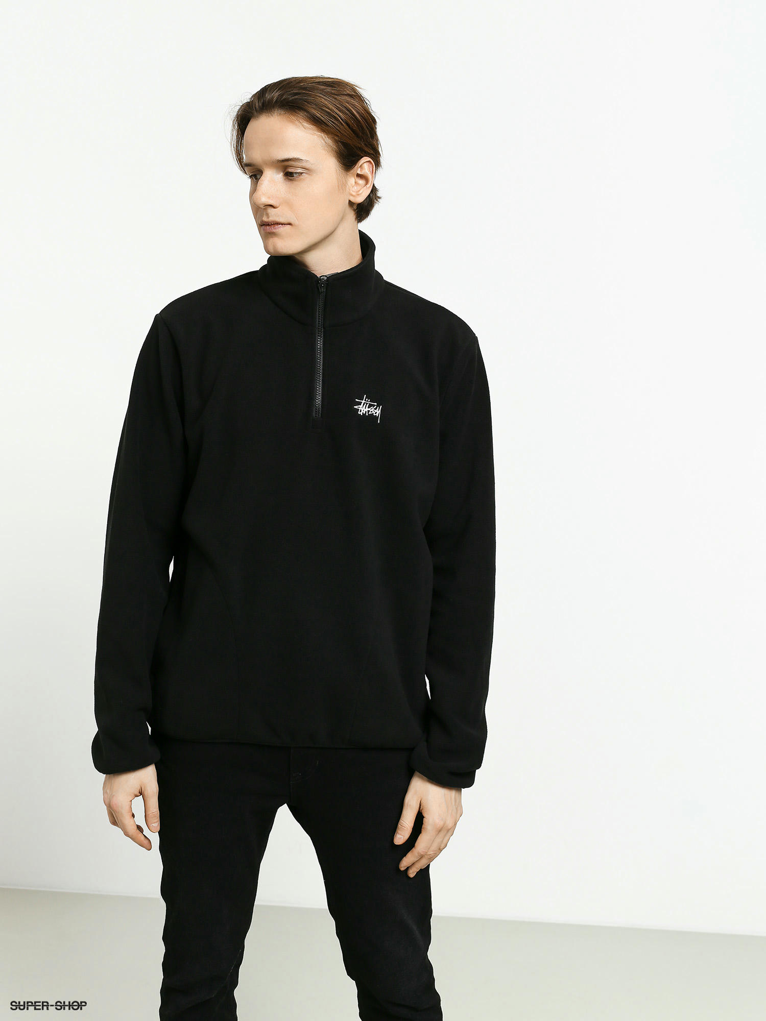 Stussy Basic Polar Fleece Mock Sweatshirt (black)