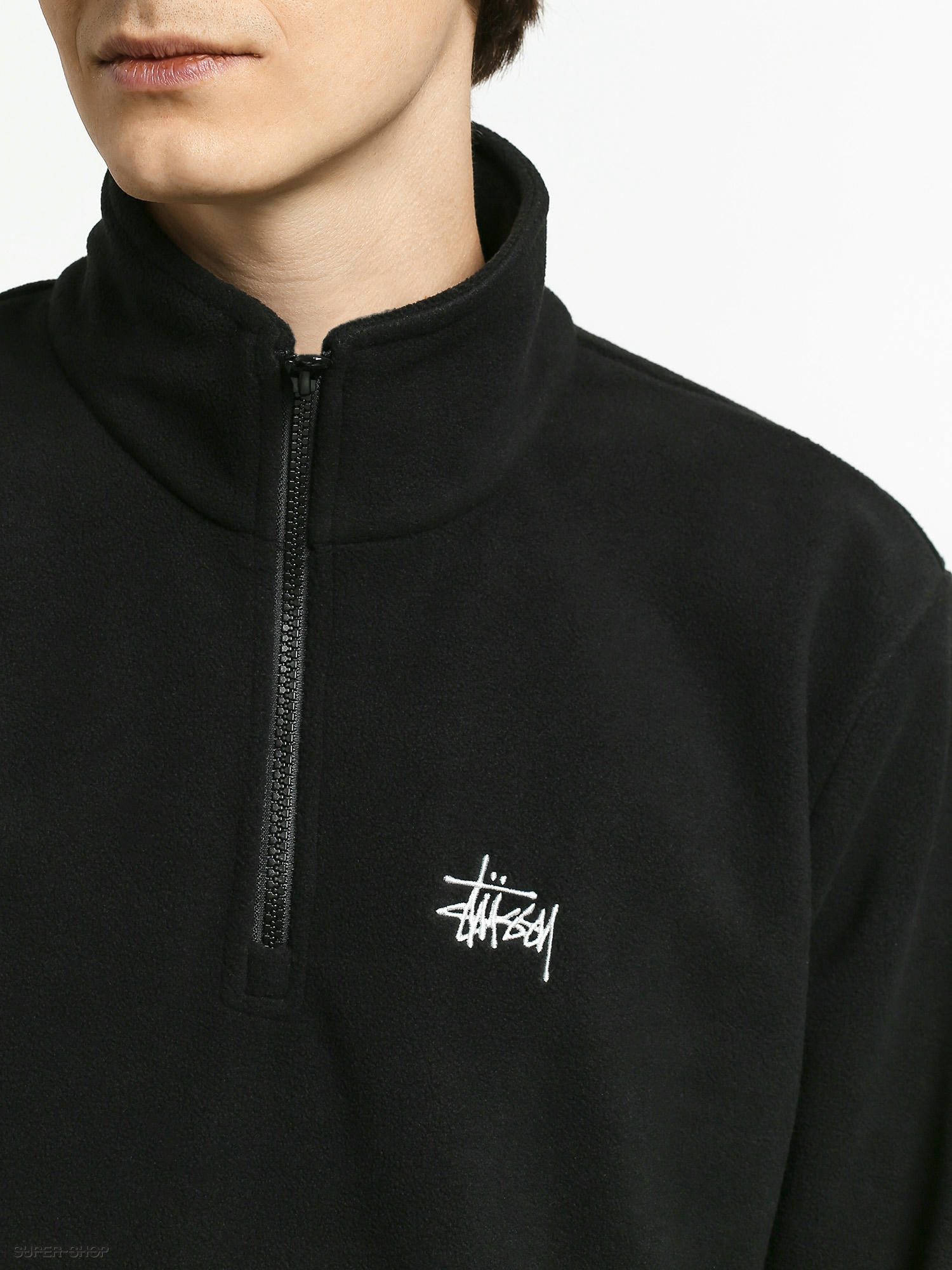 Stussy Basic Polar Fleece Mock Sweatshirt (black)