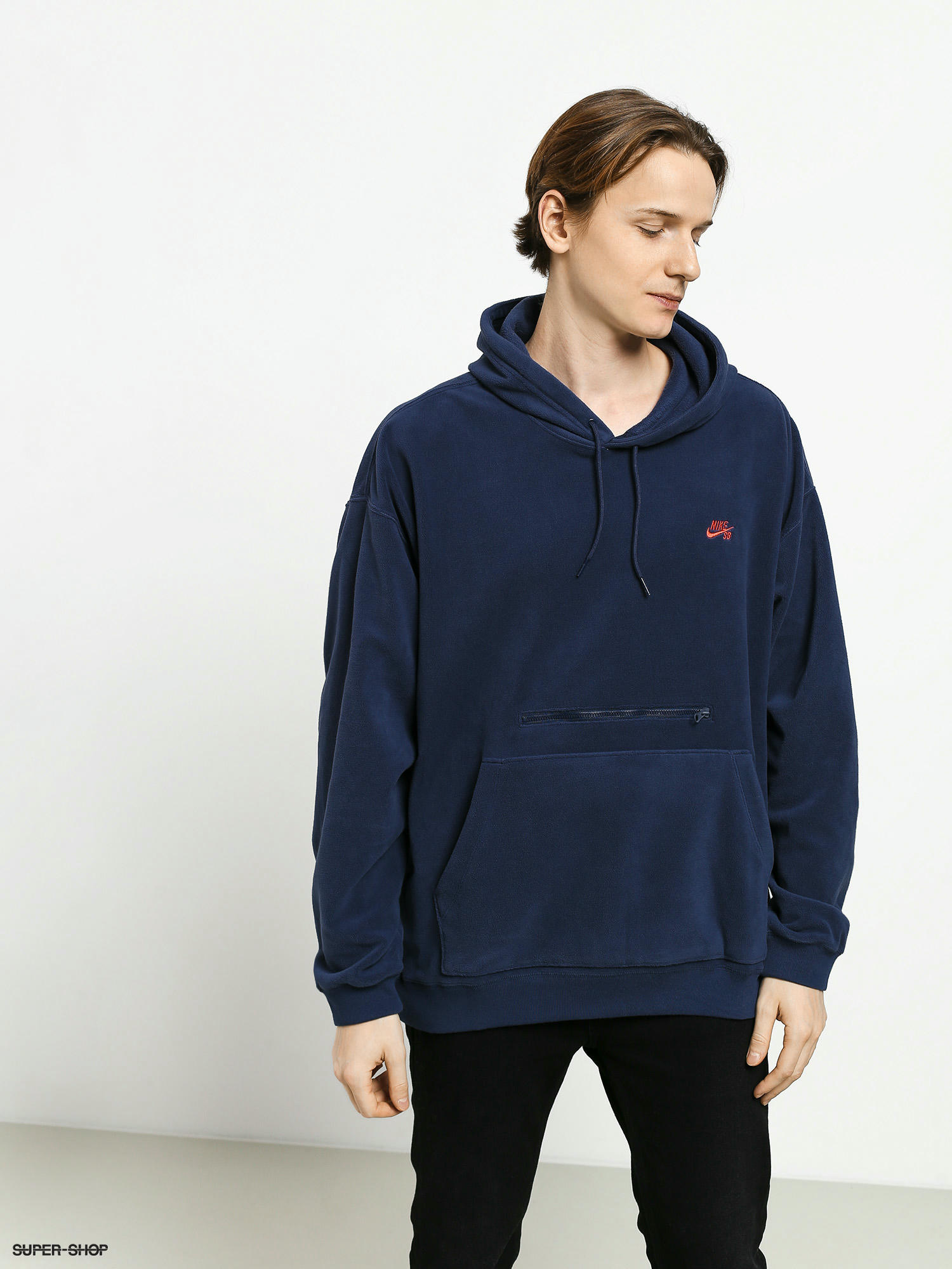 Nike SB Novelty HD Hoodie navy blue midnight navy bright crimson