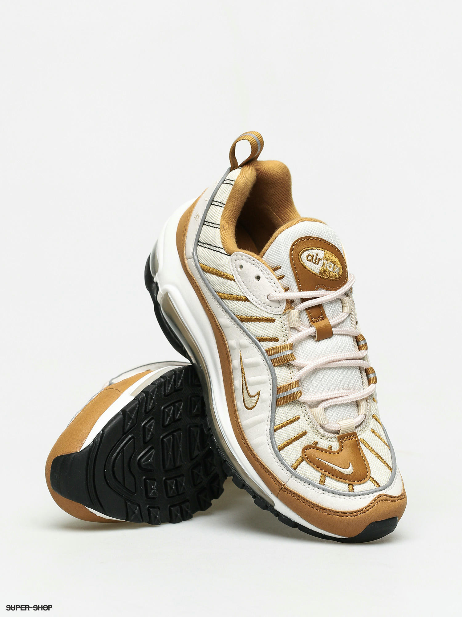 Nike air max on sale 98 gold and white