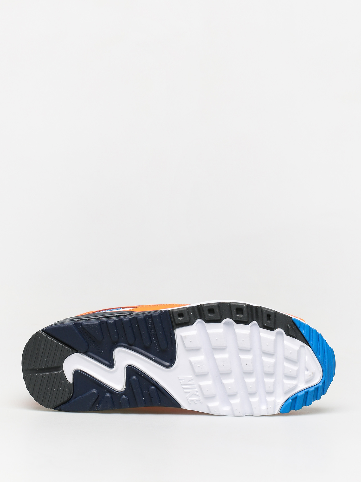 Air max 90 white/photo blue/orange grade school boys' outlet shoe