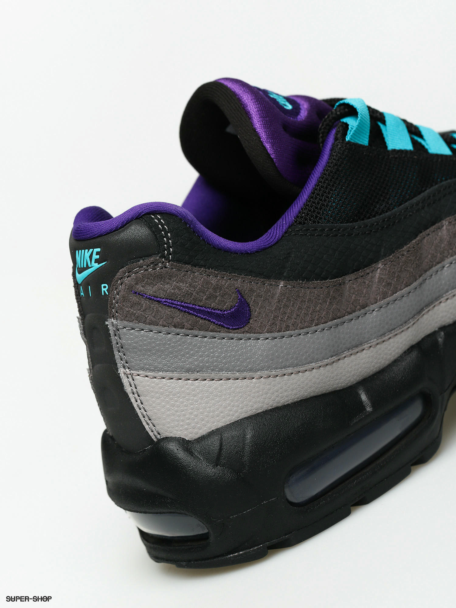  Nike Men's Air Max 95 Lv8 Trail Running Shoes, Multicolour  (Black/Court Purple-Teal Nebula 002), 7.5 UK