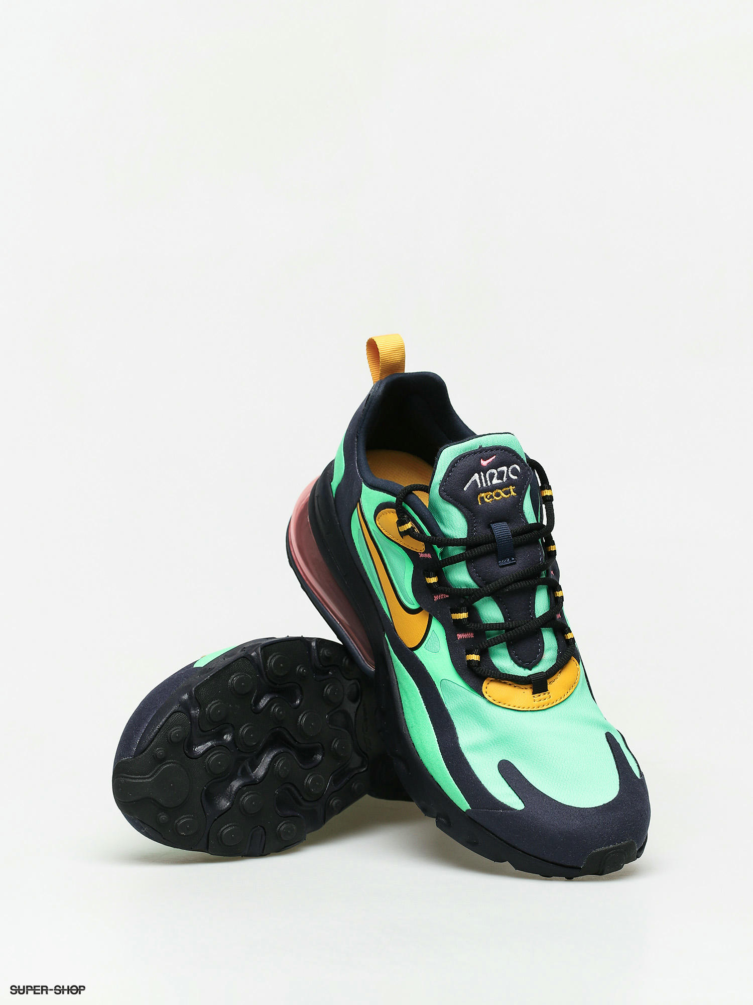 Nike Air Max 270 React Shoes electro green yellow ochre obsidian