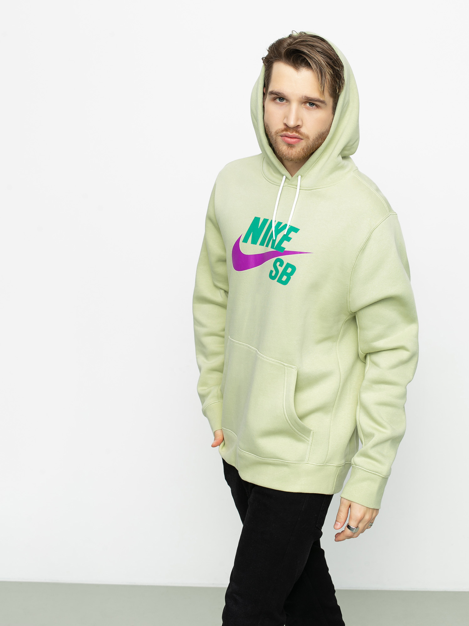 Nike SB Icon HD Hoodie (olive aura/vivid purple)
