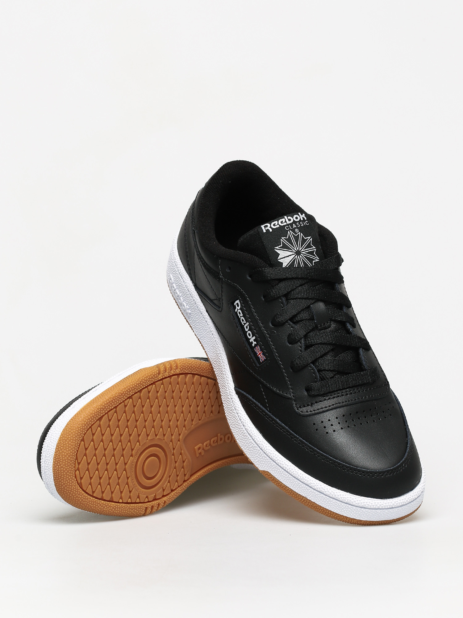 reebok club c 85 black suede gum sole