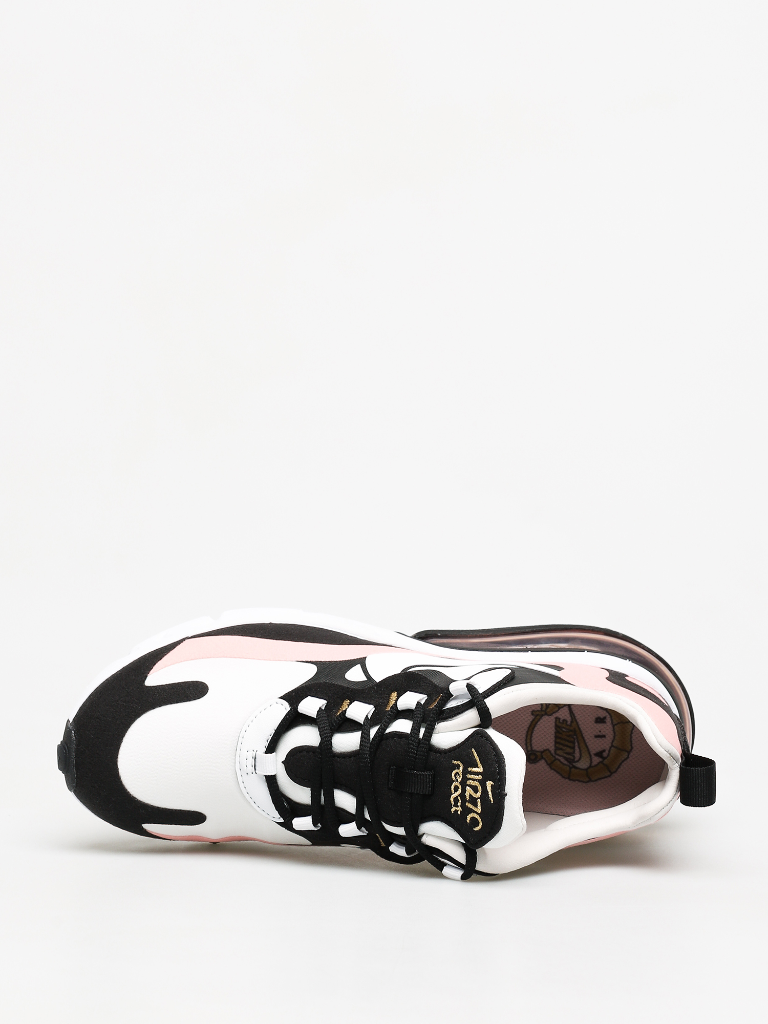 Nike Air Max 270 React Shoes Wmn (black/white bleached coral metallic gold)