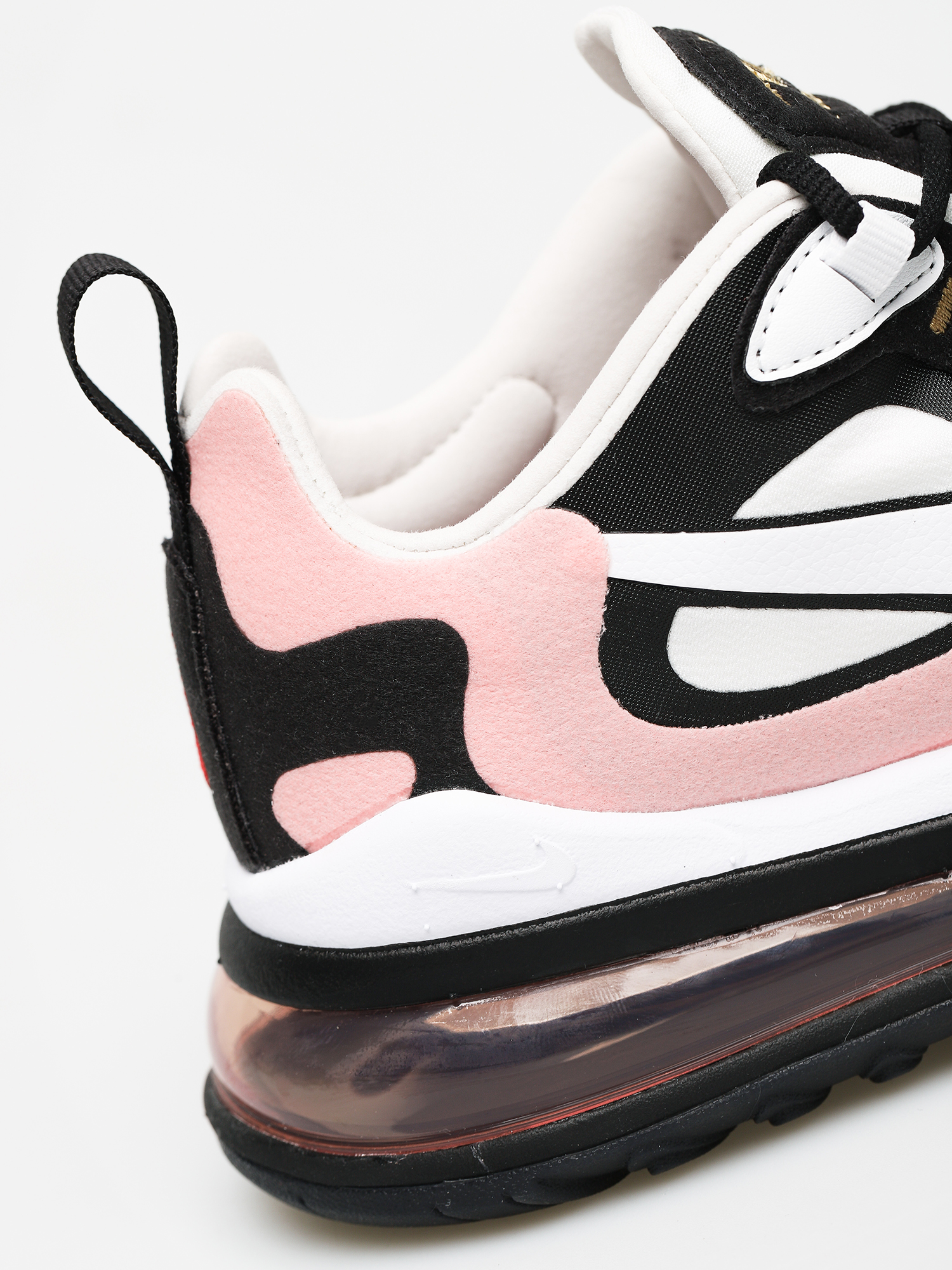 Nike Air Max 270 React Shoes Wmn (black/white bleached coral metallic gold)