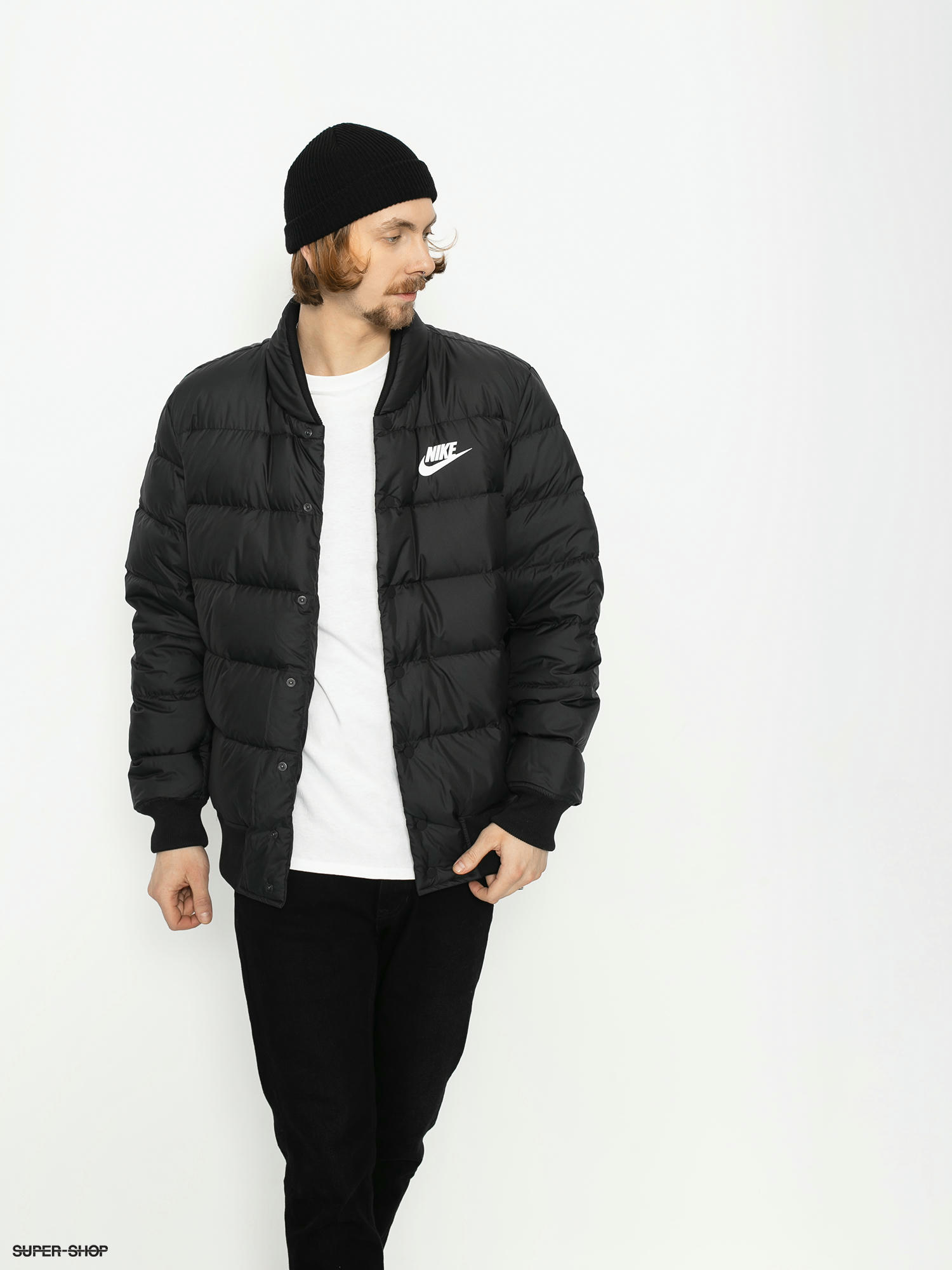 nike winter jacket black and white