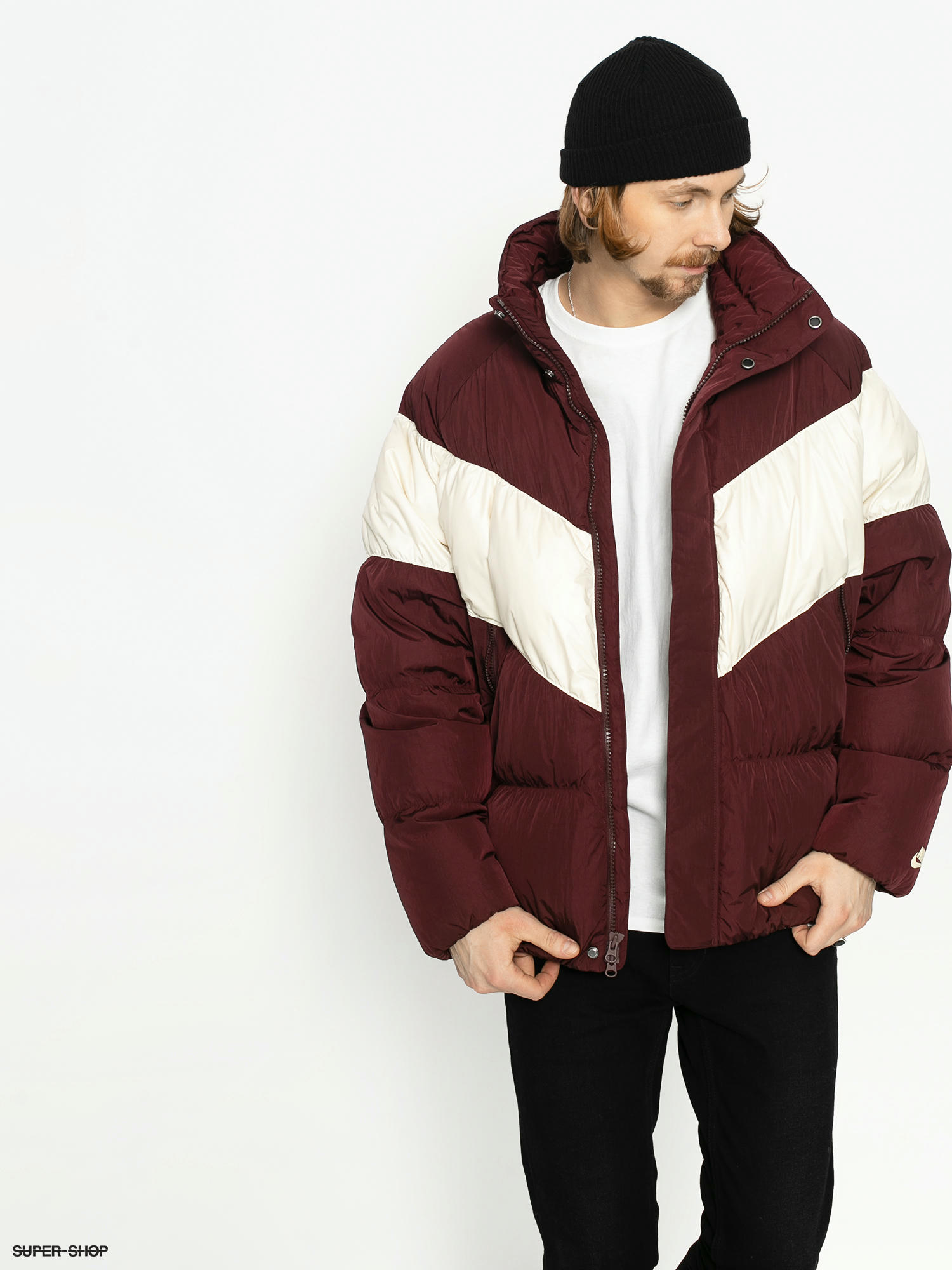 burgundy nike puffer jacket