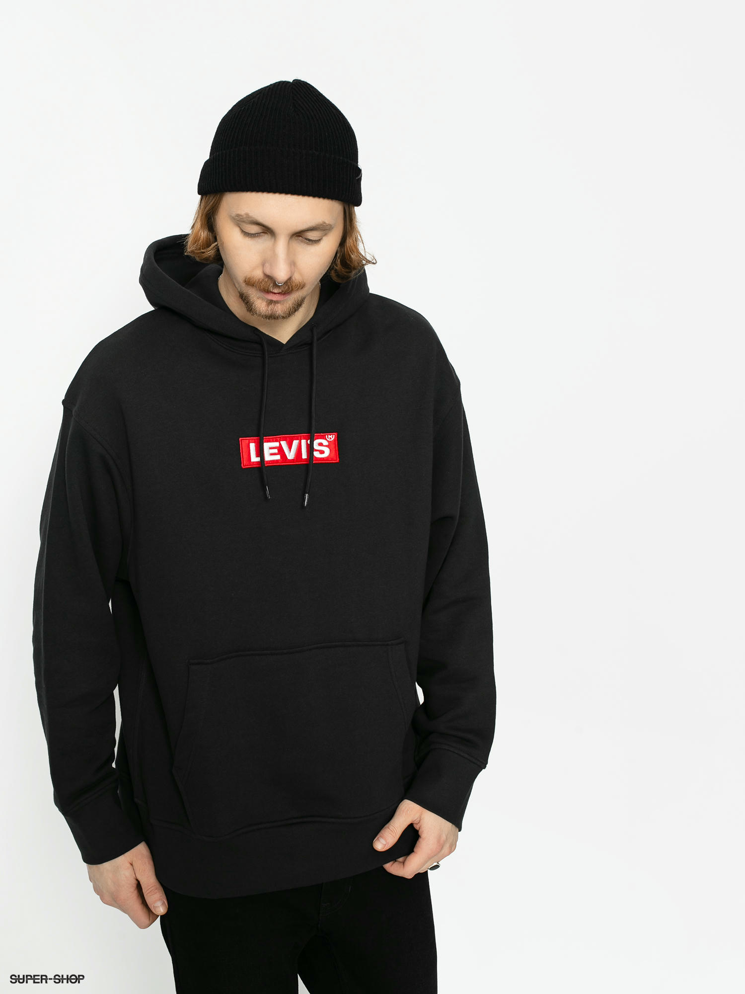 levi's relaxed graphic hoodie black