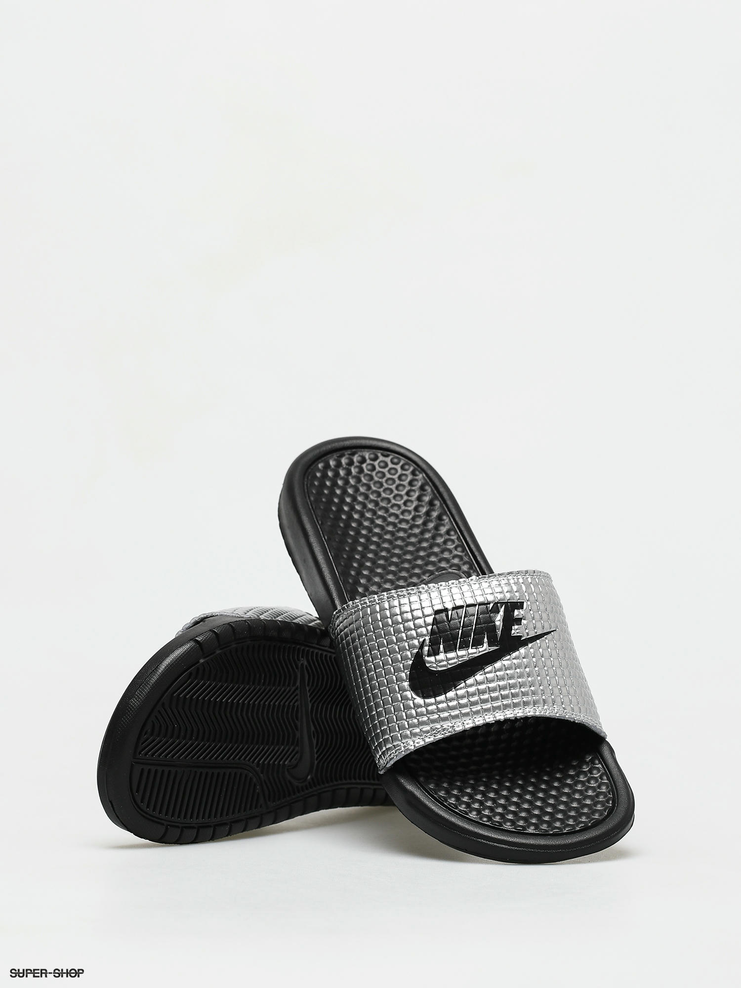 nike silver flip flops