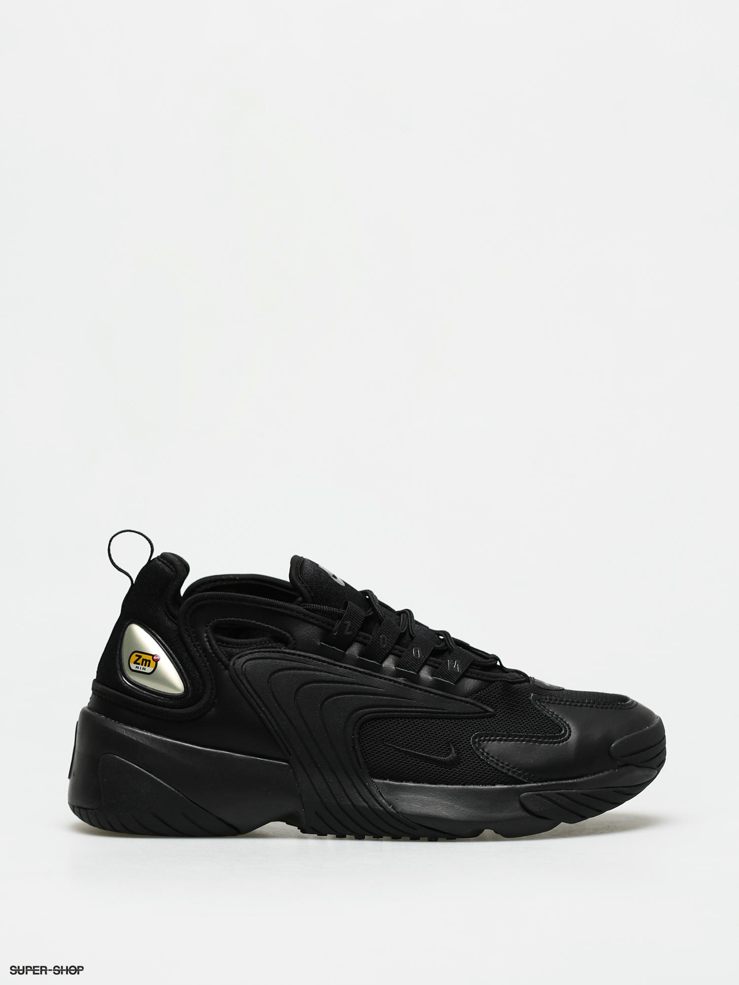 Nike zoom 2k trainers in black and clearance gold