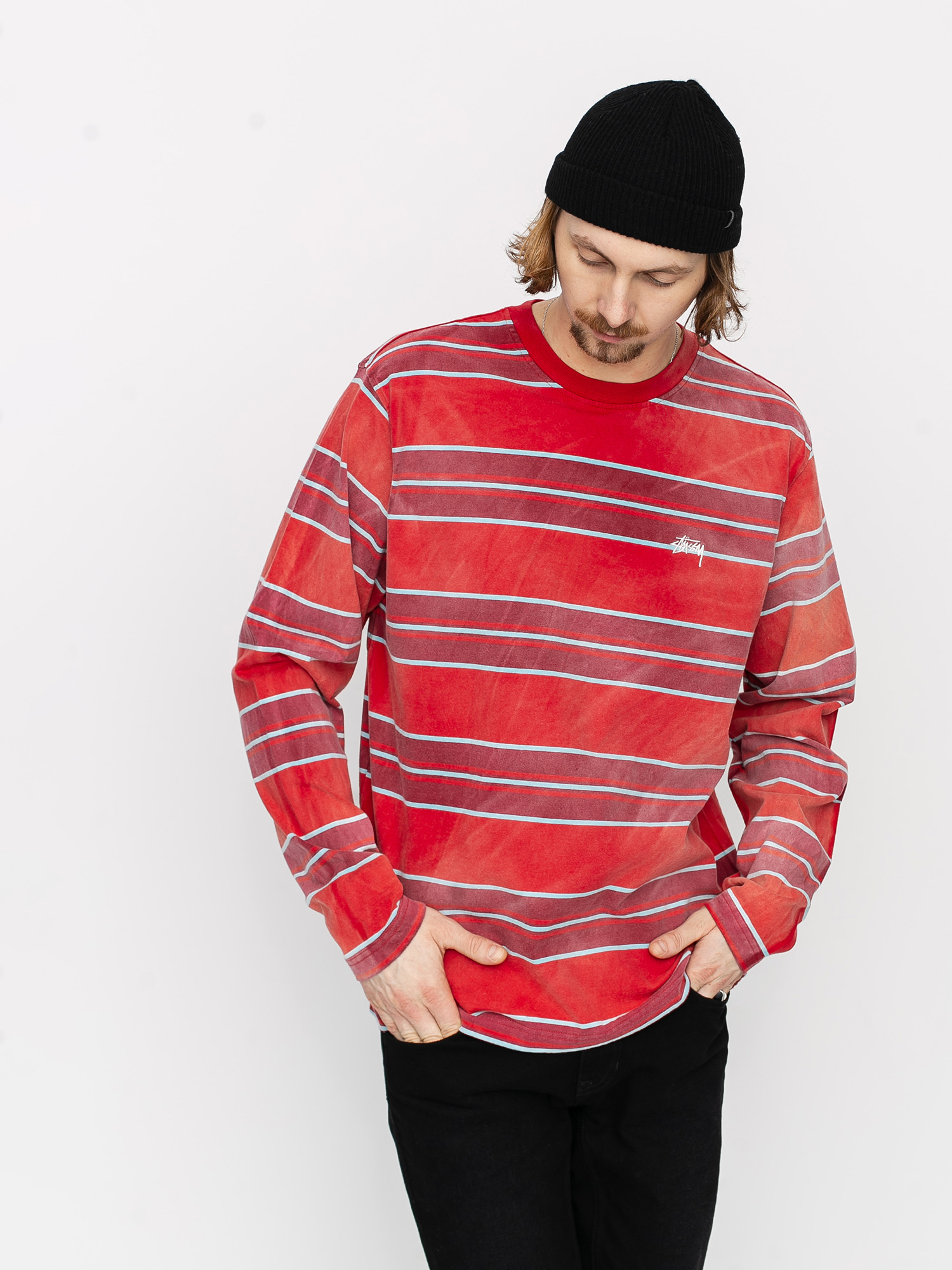 Stussy Bleach Stripe Longsleeve (red)