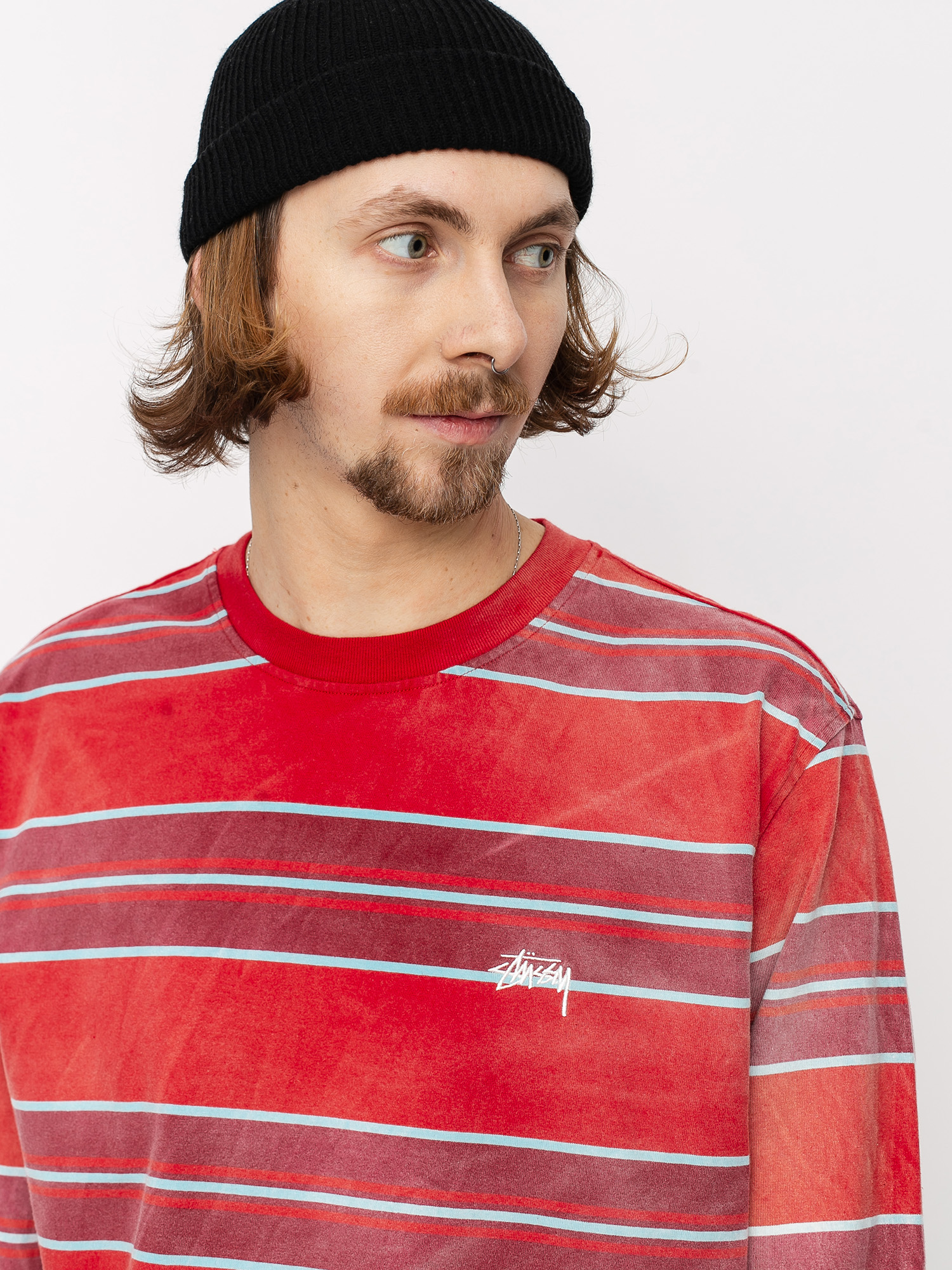 Stussy Bleach Stripe Longsleeve (red)