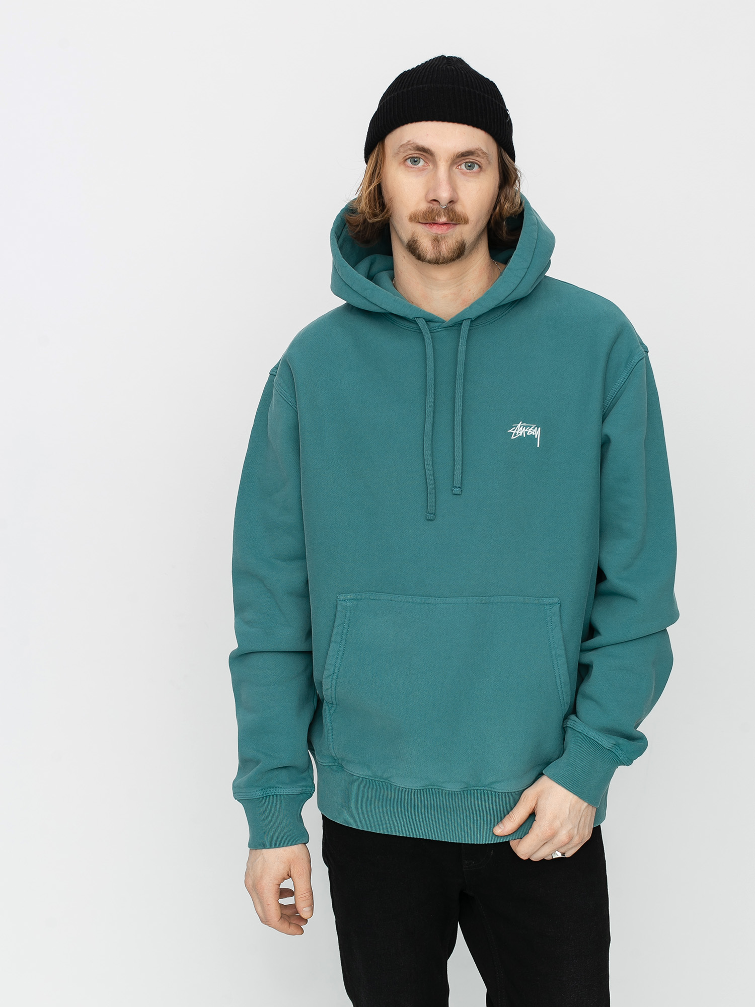 Stussy hoodie grey and on sale green