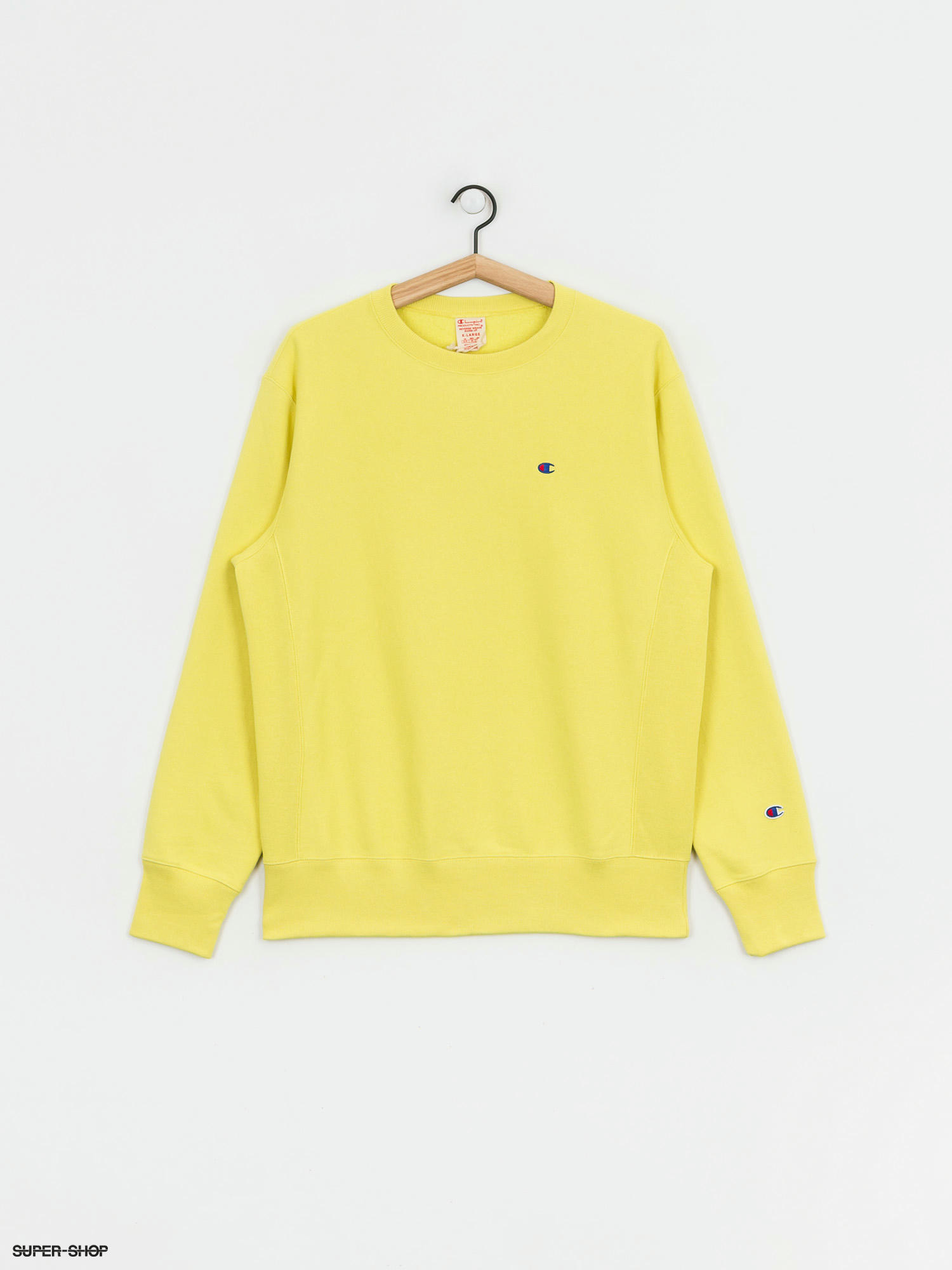 yellow champion crew neck sweatshirt