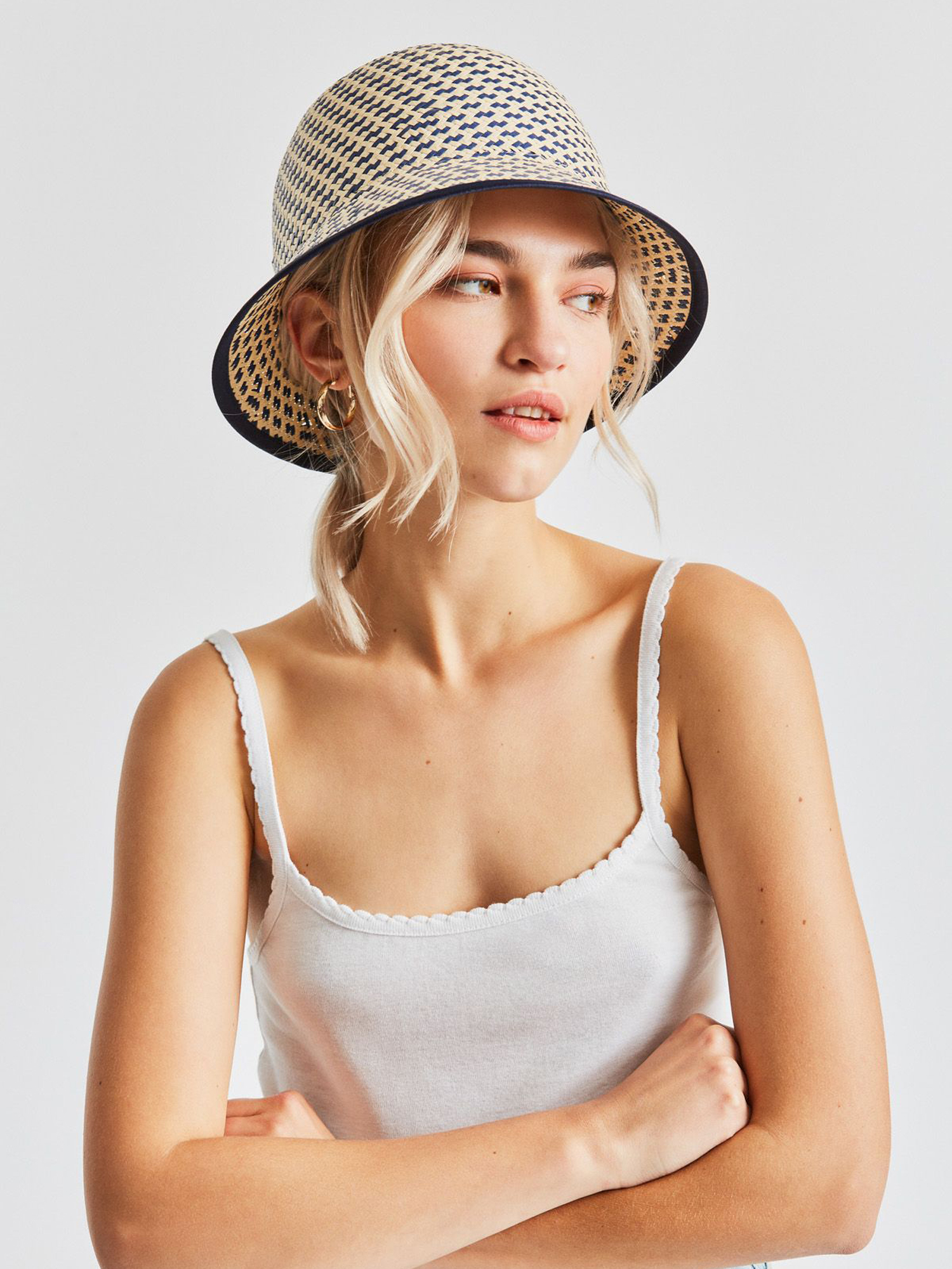 Brixton Essex Straw II Bucket Hat Wmn (navy/tan)