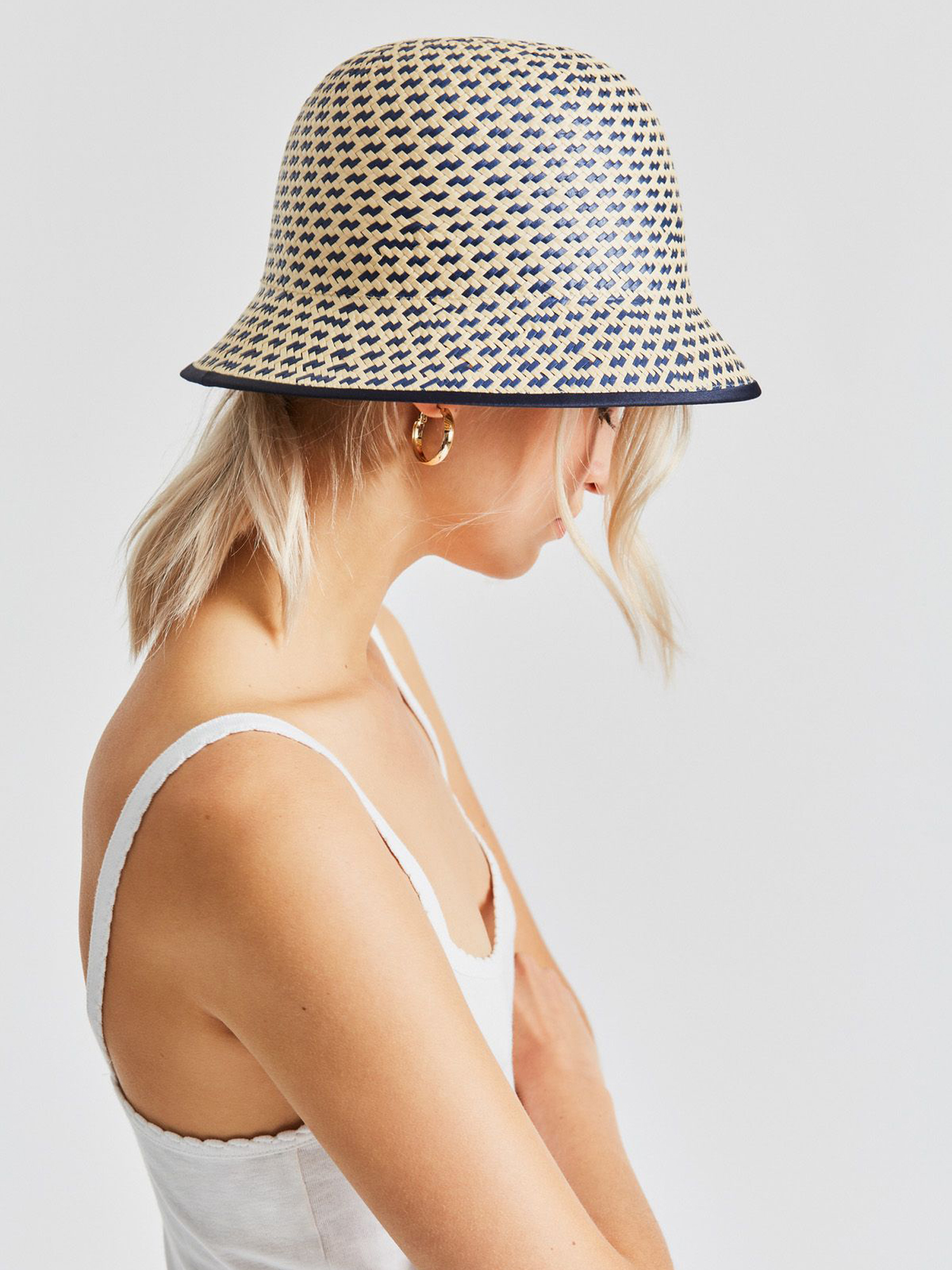 Brixton Essex Straw II Bucket Hat Wmn (navy/tan)