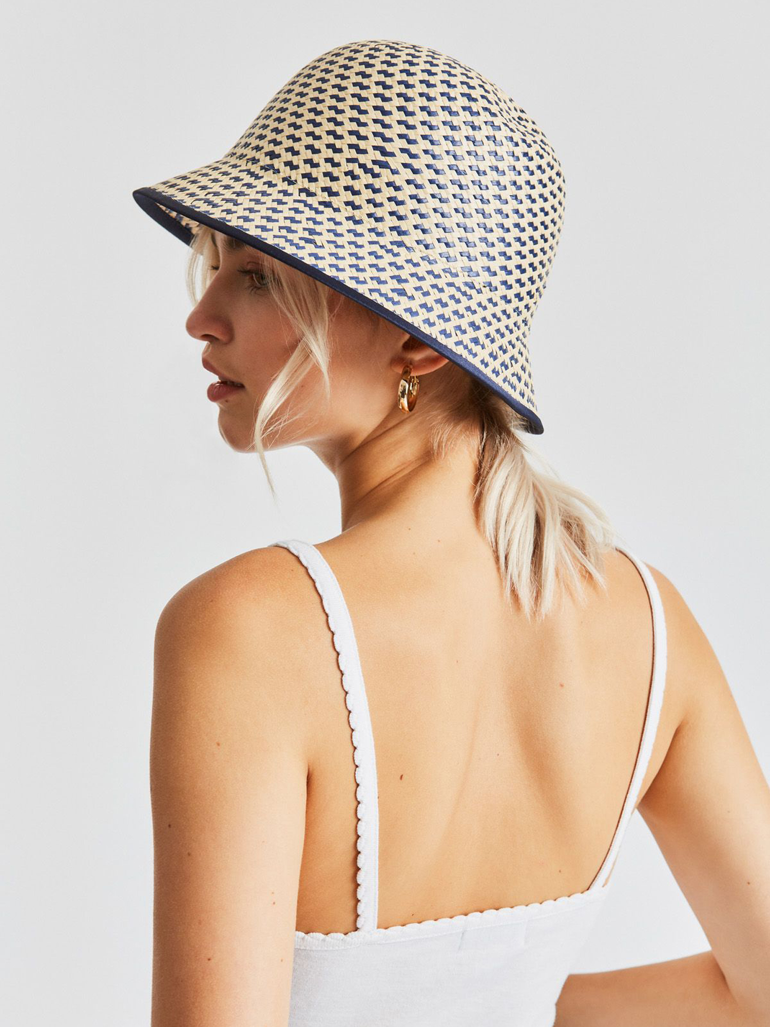 Brixton Essex Straw II Bucket Hat Wmn (navy/tan)