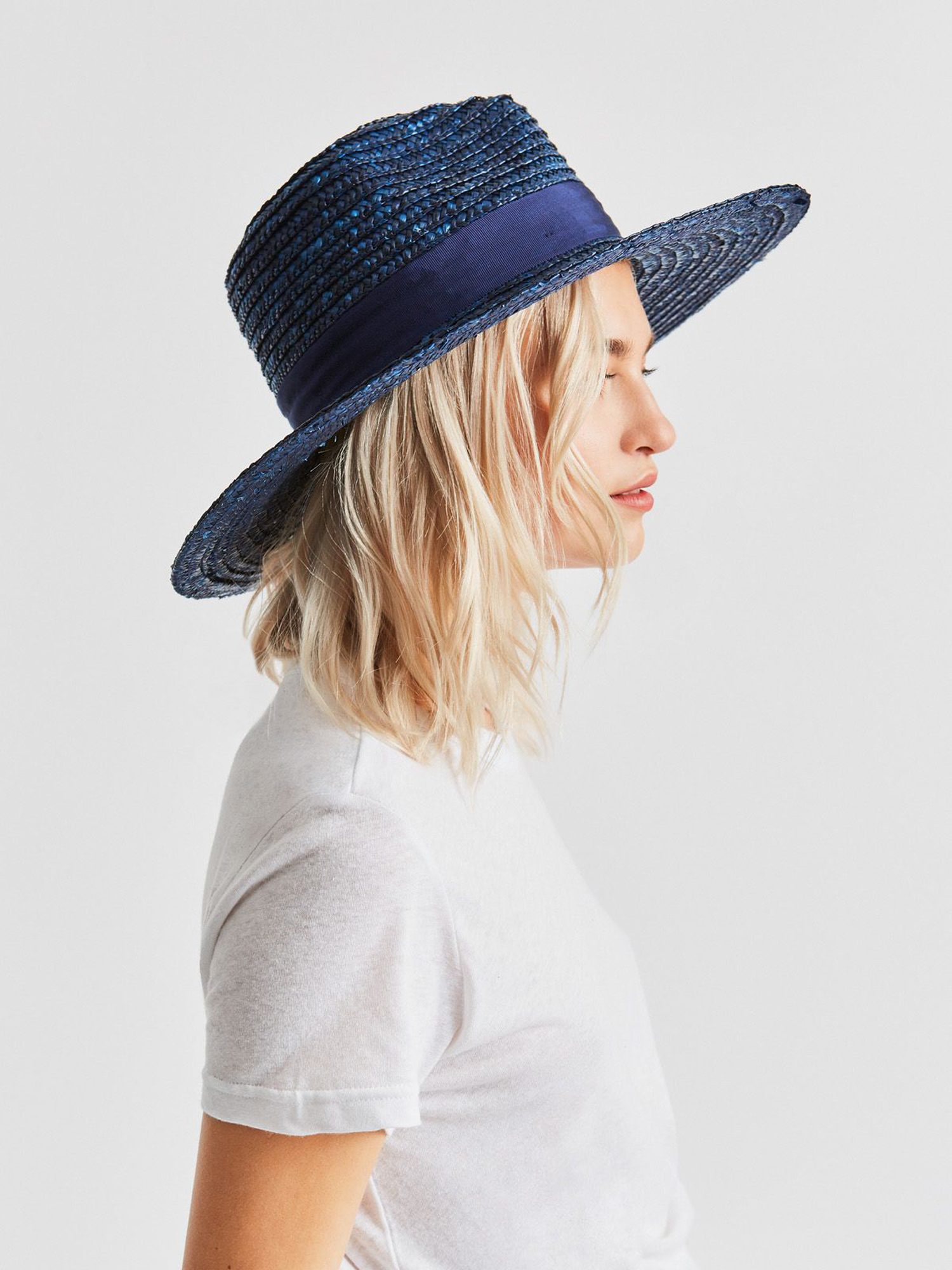 BRIXTON - Joanna Navy Blue Straw Hat Brixton Joanna Hat - Pacific Blue - Bottes et Baskets main image 2