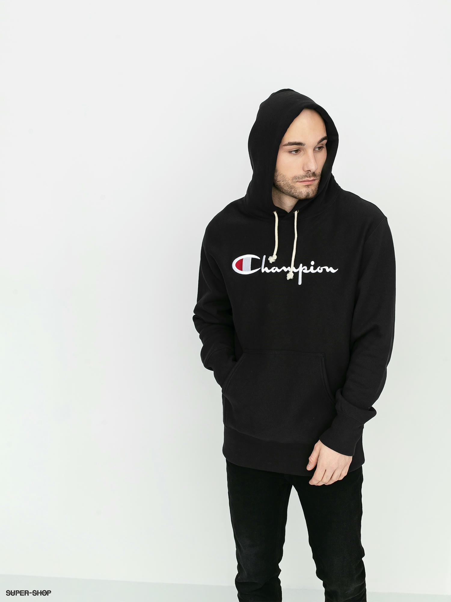 Champion black hot sale script hoodie