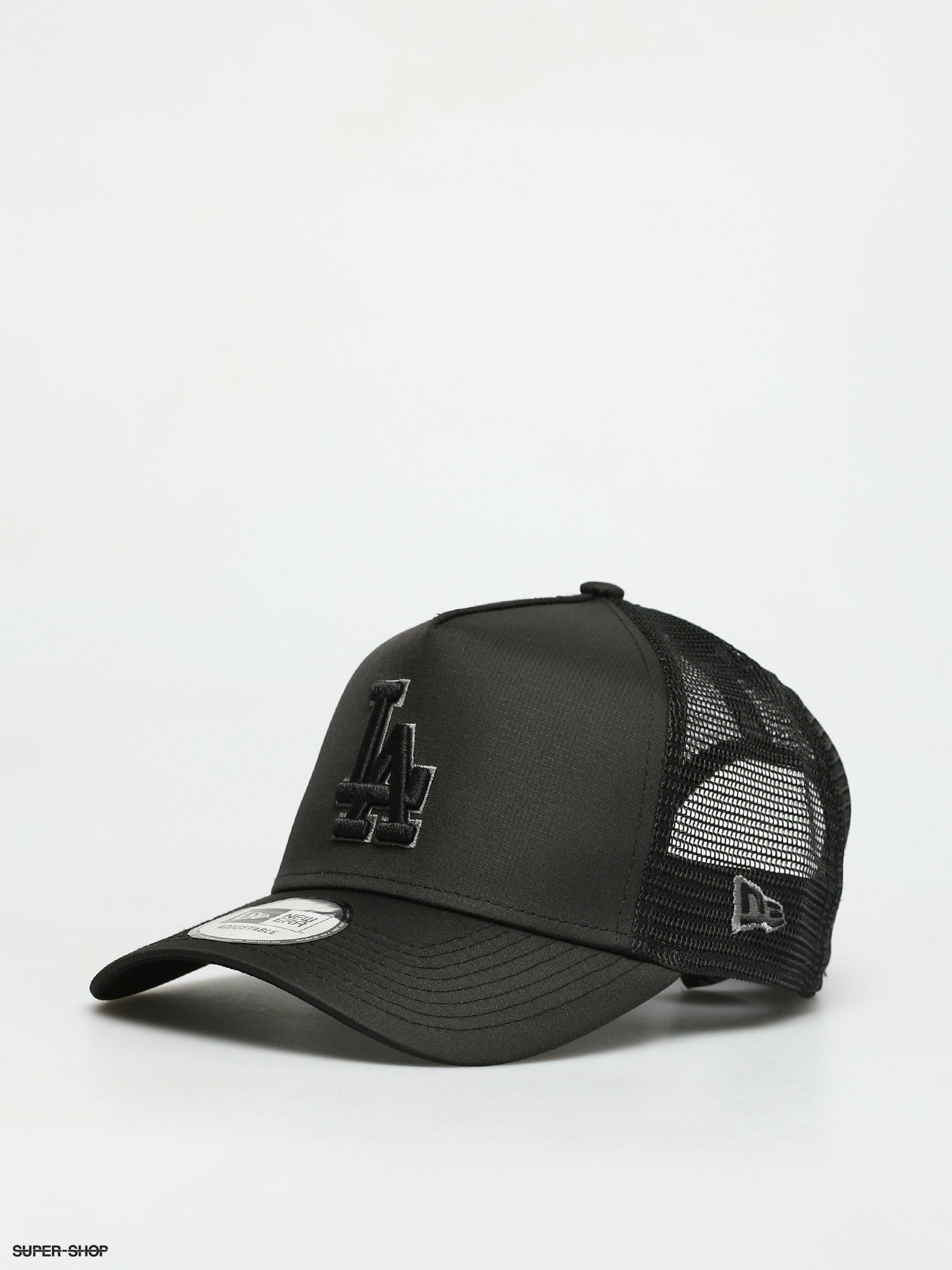 dodgers black trucker hat