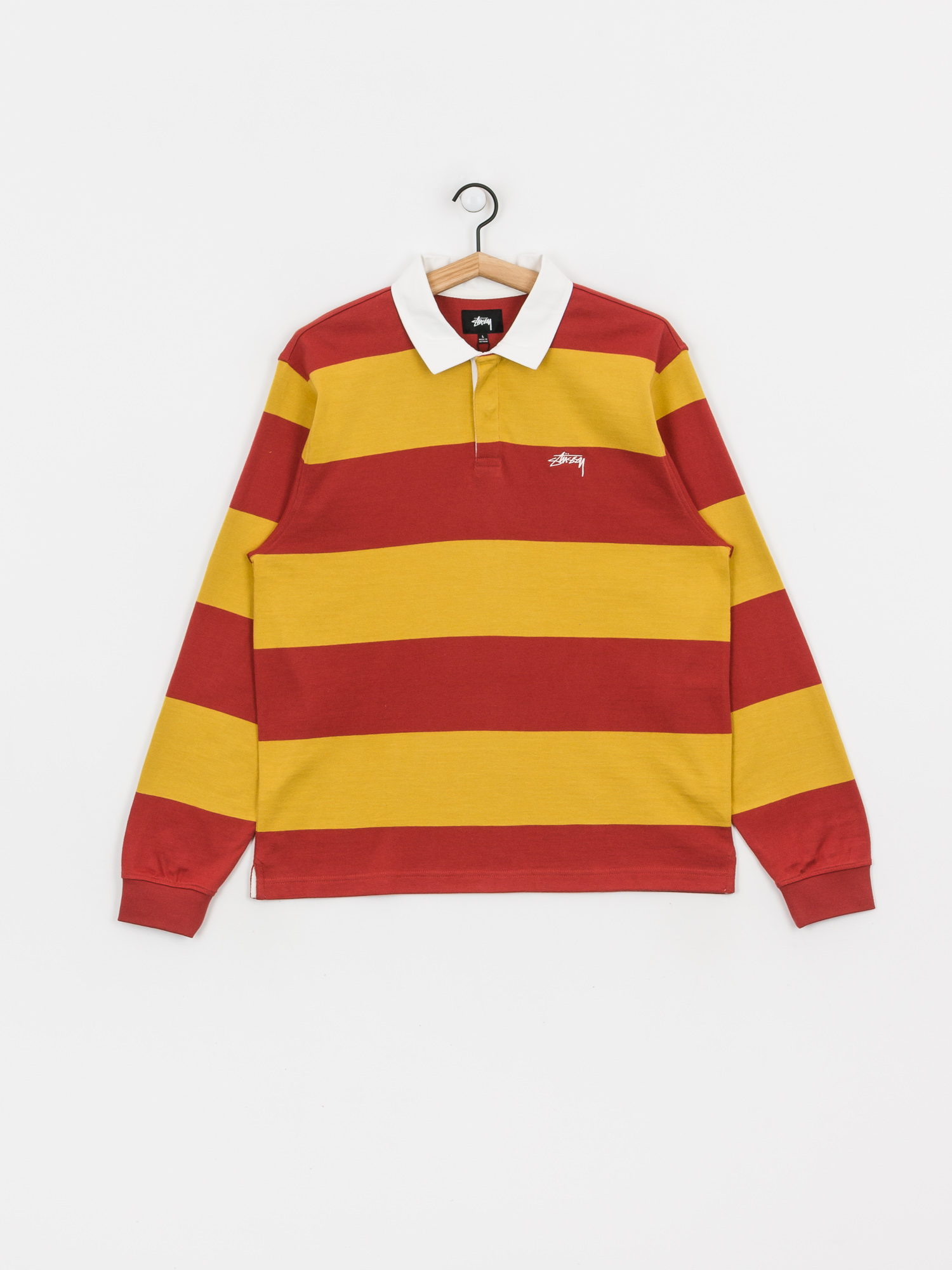 Stussy Classic Stripe Rugby Polo t-shirt (mustard)