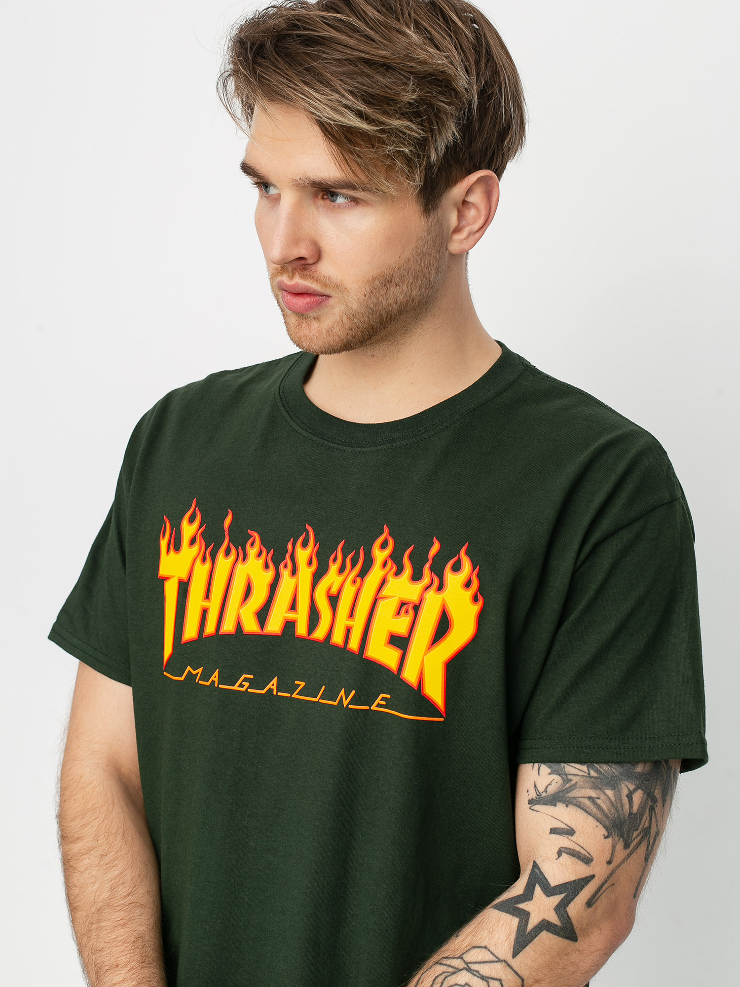 green and black thrasher shirt