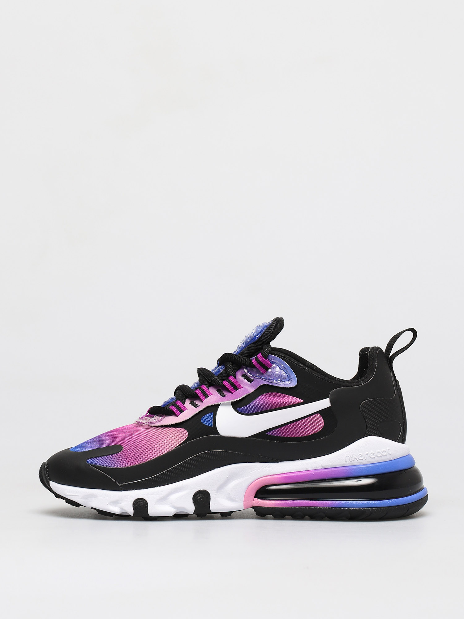 Nike Air Max 270 React Se Shoes Wmn black hyper blue white magic flamingo