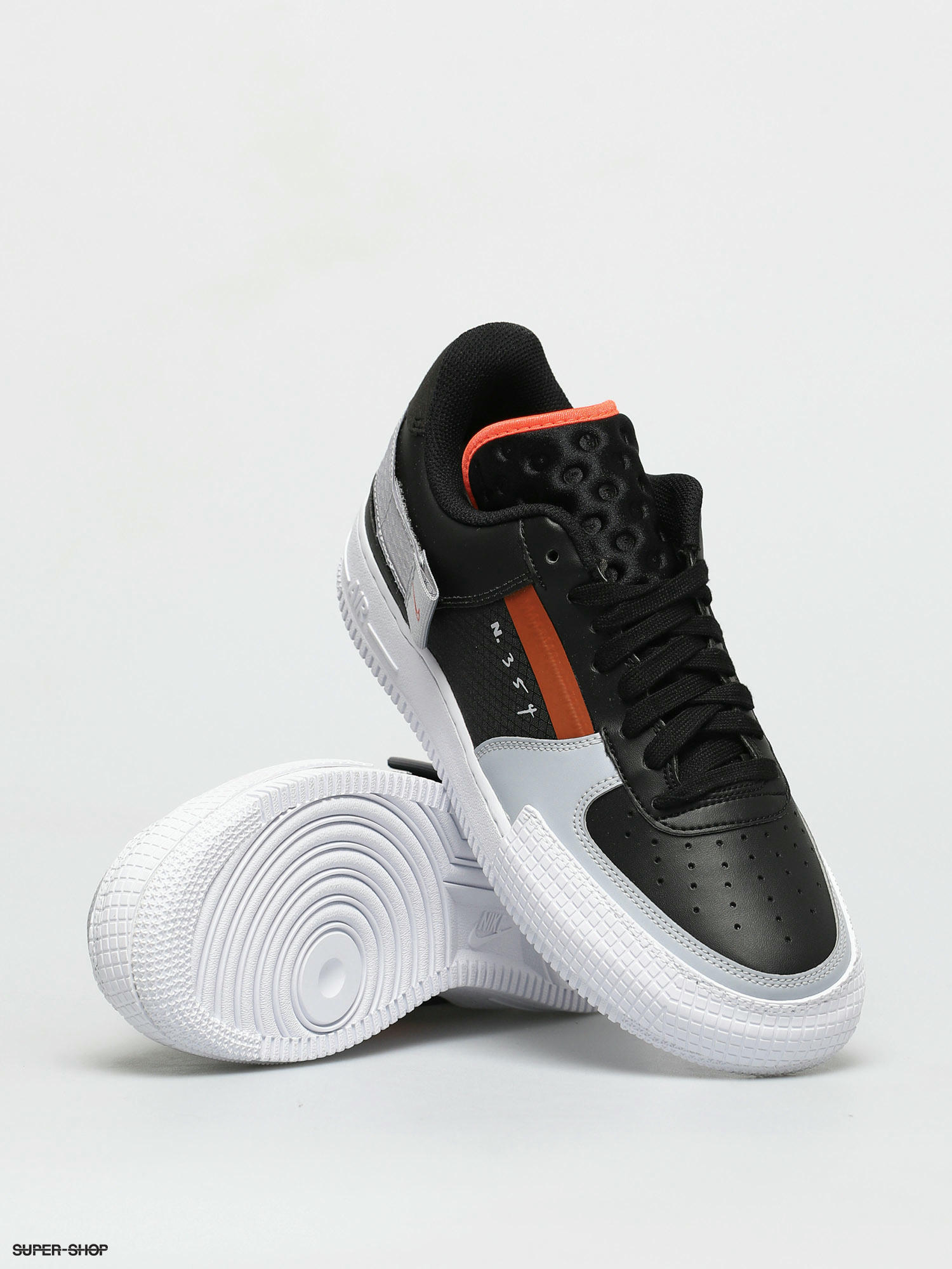 Nike Air Force 1 Type Shoes black hyper crimson wolf grey white