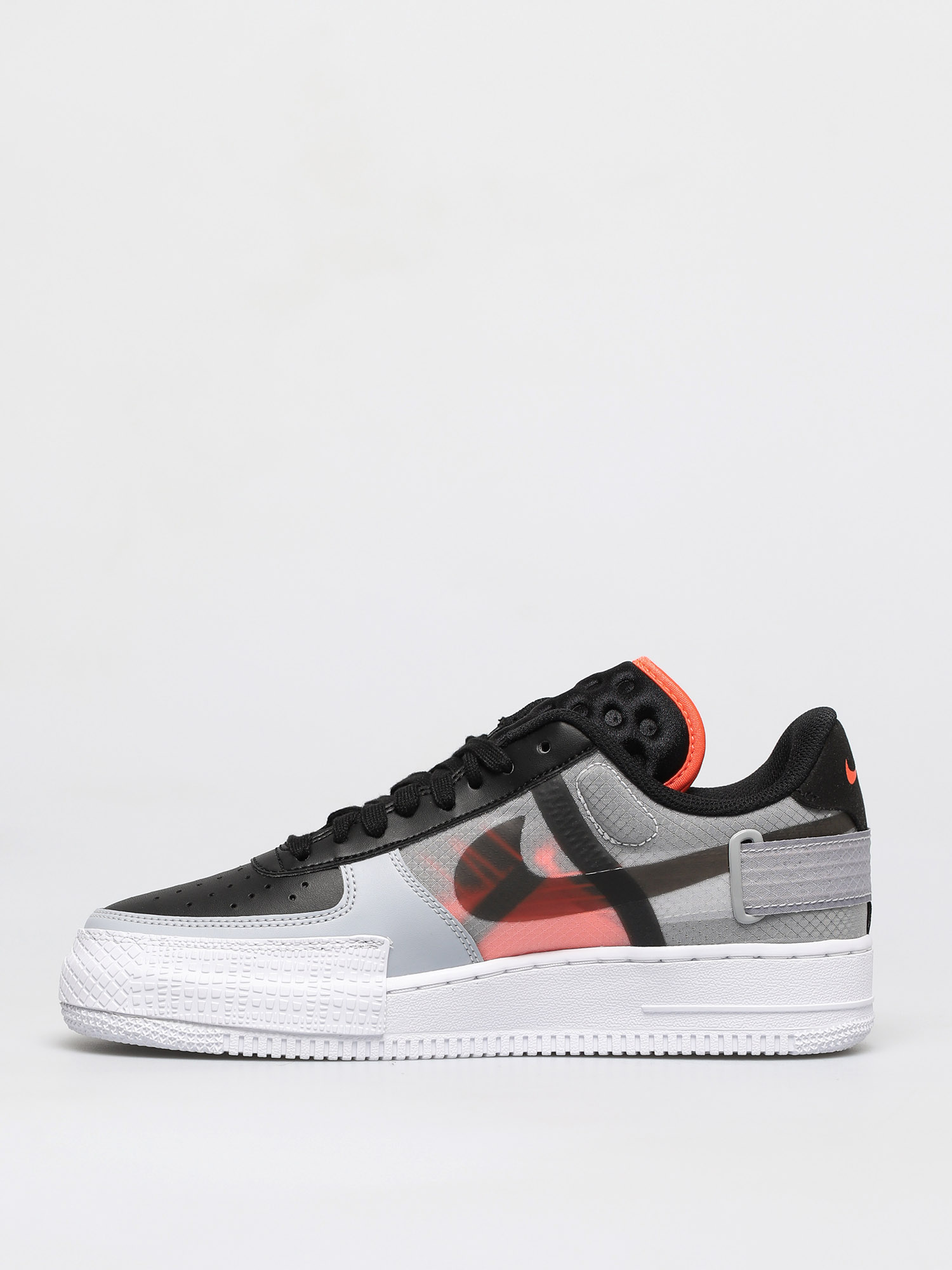 Nike Air Force 1 Type Schuhe (black/hyper crimson wolf grey white)